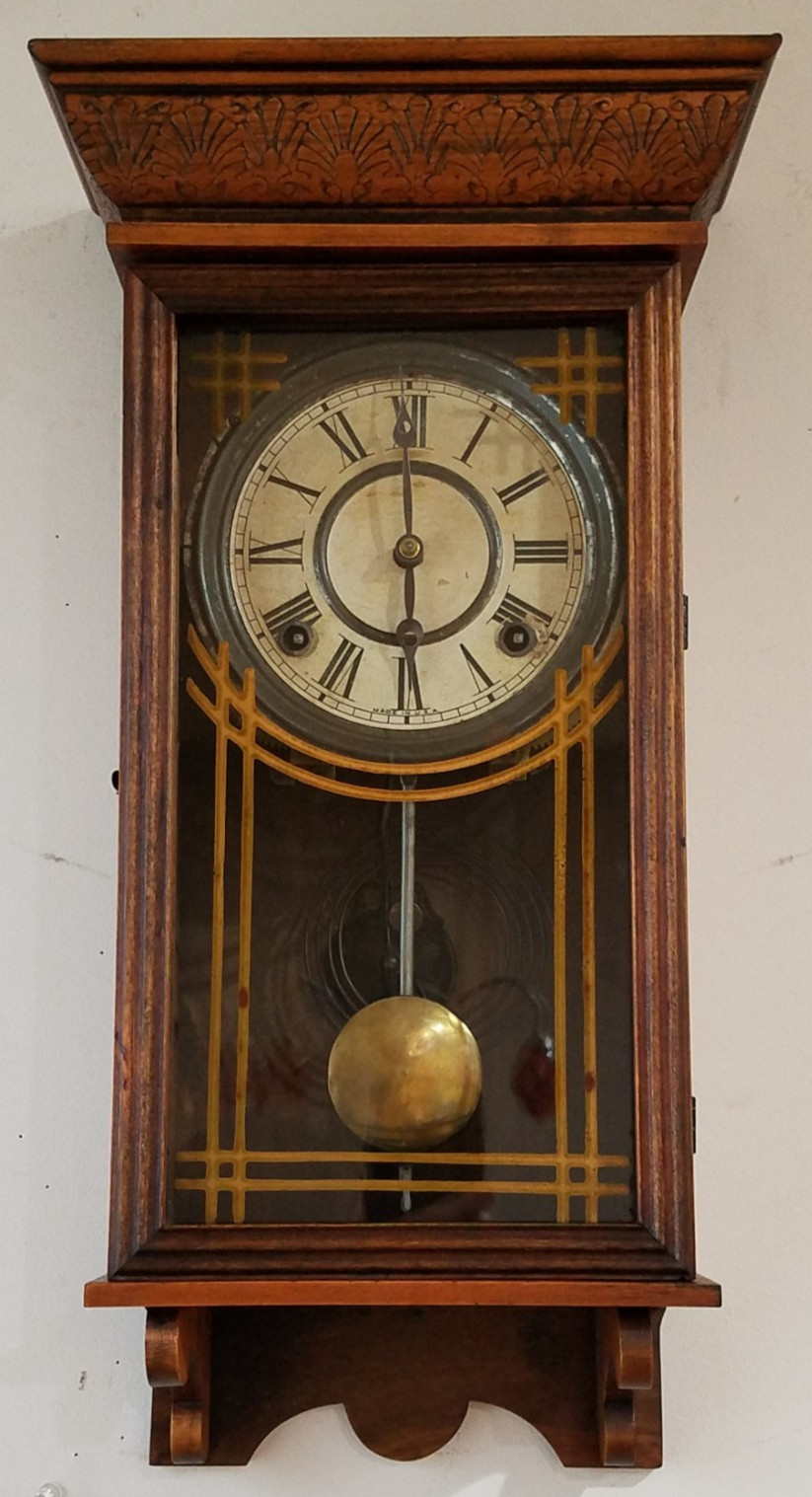 Antique Sessions Small Store Regulator Wall Clock 8-Day Time/Strike, Key-wind