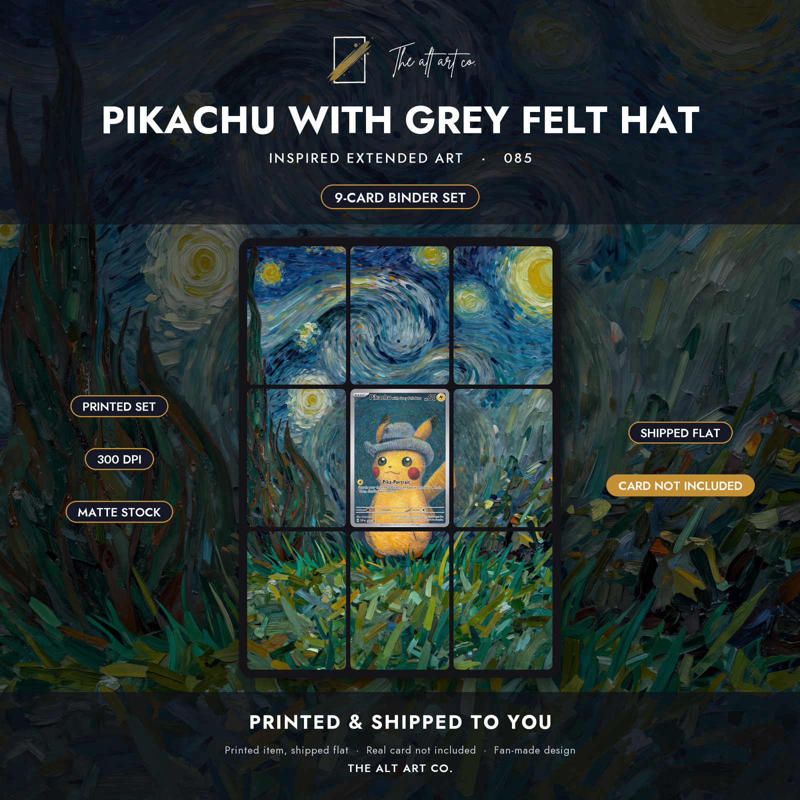 Pokemon Pikachu with Grey Felt Hat 085 Extended Art Binder Insert 3x3 9-Pocket