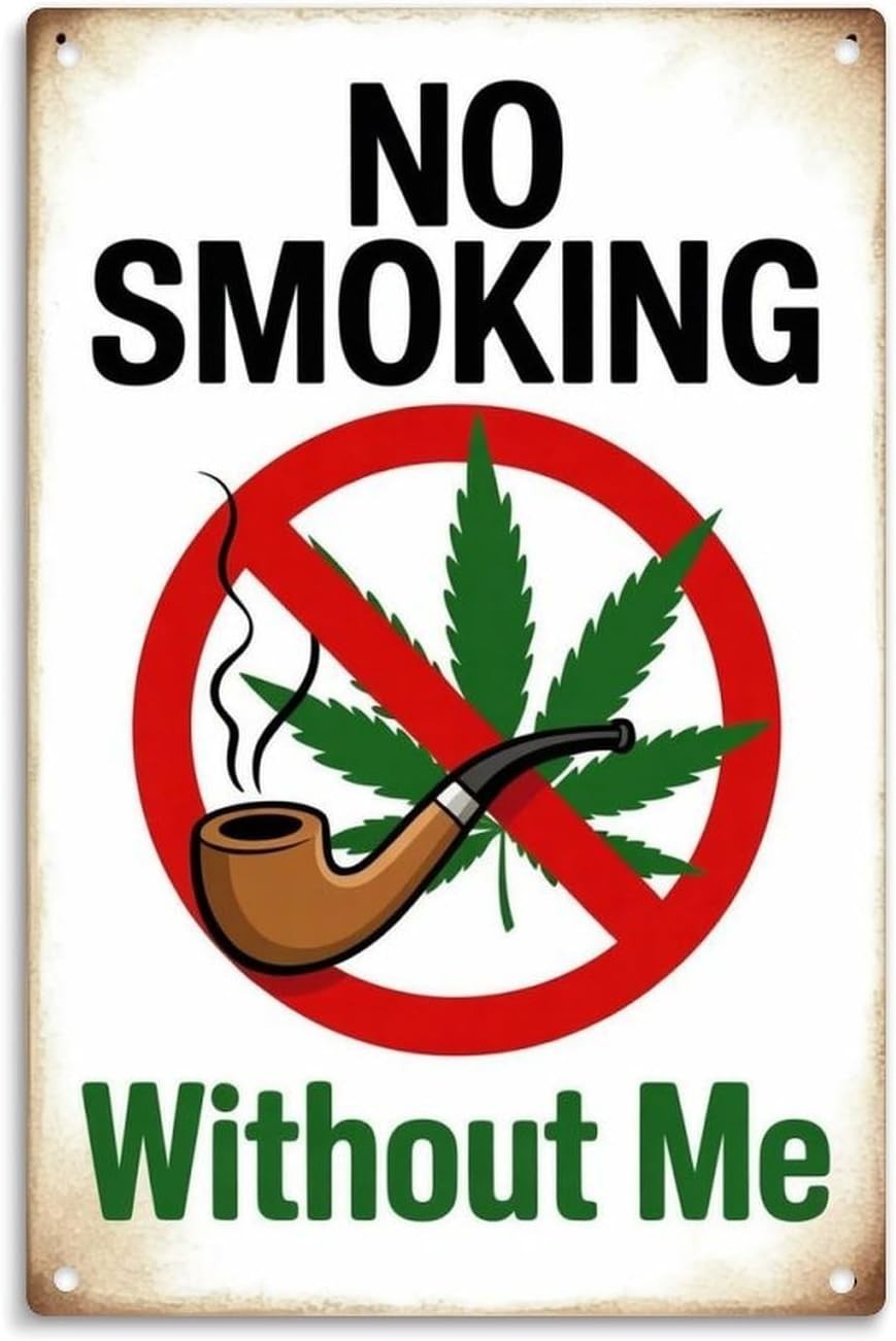 Funny No Smoking Marijuana Cannabis Pipe Vintage Tin Metal Signs Home Décor Prin