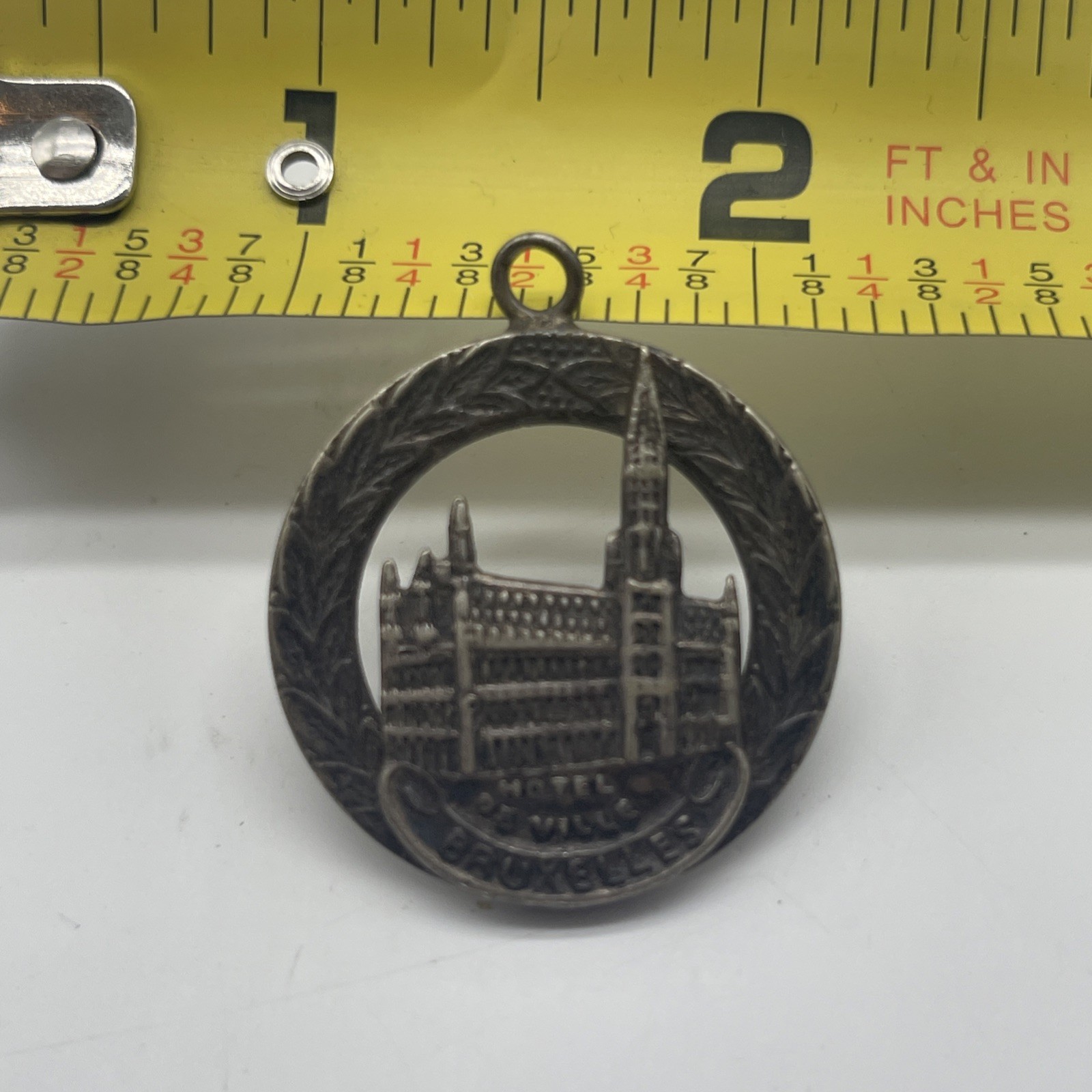 Vintage Bruxelles Hotel De Ville Medal Award Silver Souvenir Badge