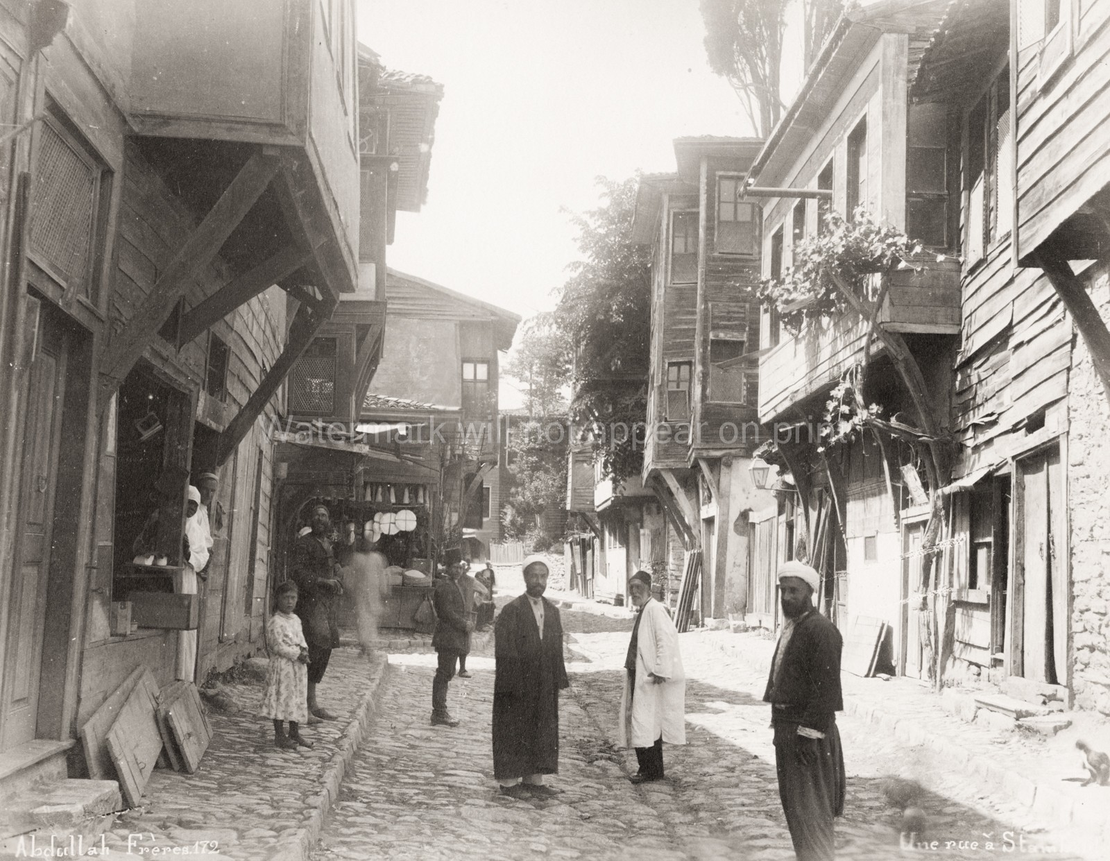 Constantinople Istanbul Turkey Street Scene Ottoman Vtg. Photo 19thC.