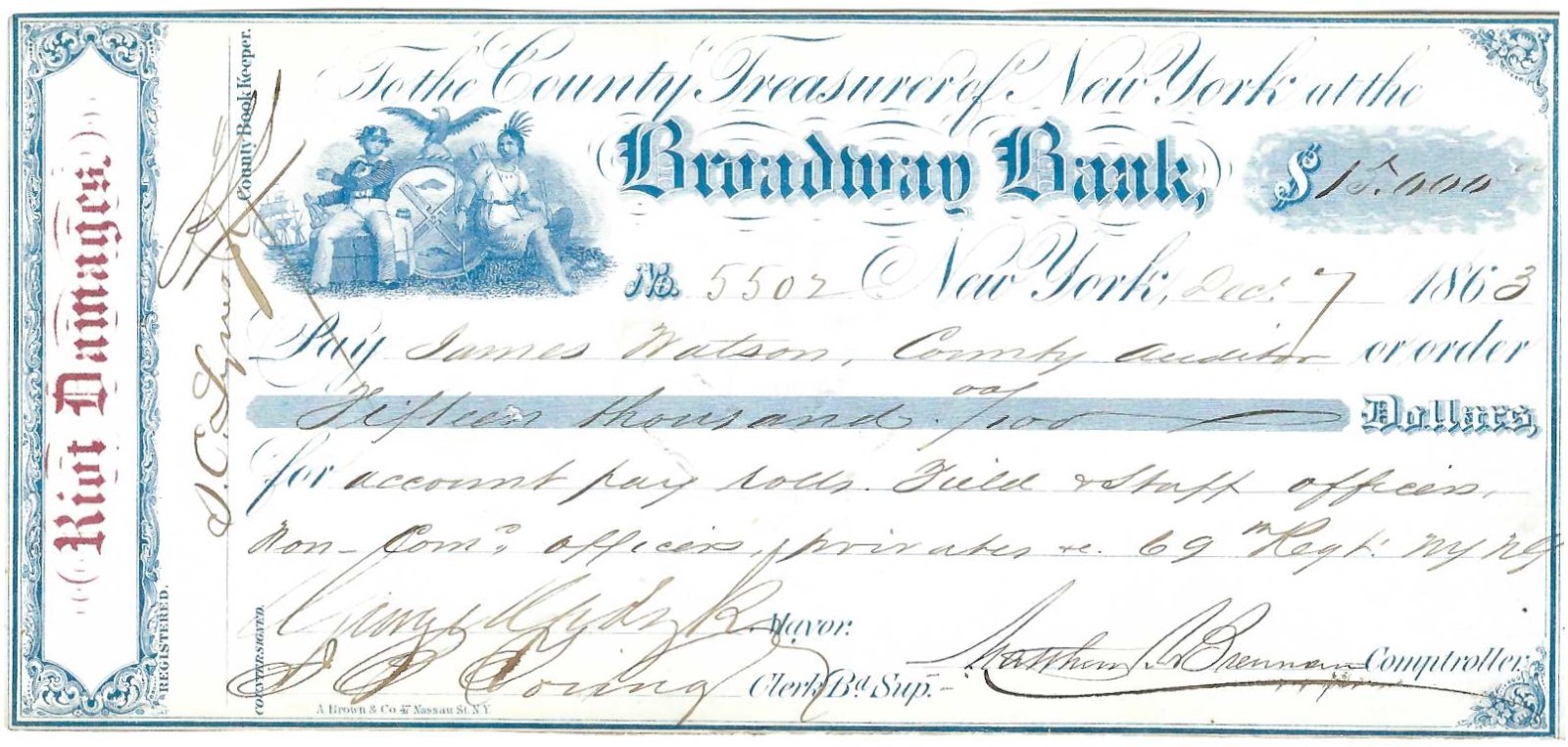 NY Treasury Check Covers Damages From 1863 Riots That Attacked Abolitionists