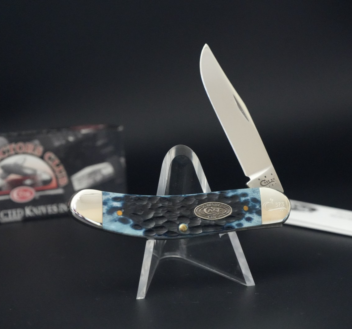 2013 Case XX TONY BOSE 1 BLADE SOWBELLY Jigged Mediterranean Blue Bone Knife NOS