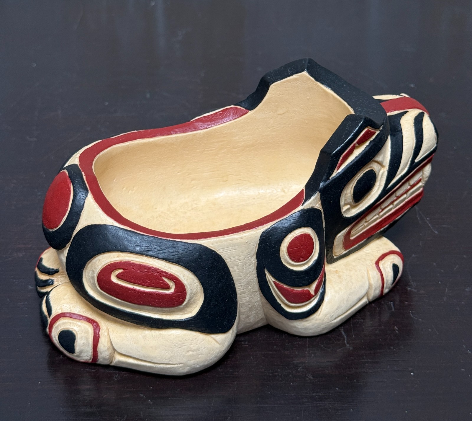 Vintage BOMA Hand Painted Northwest Coast Native Style Bear Bowl Planter Canada