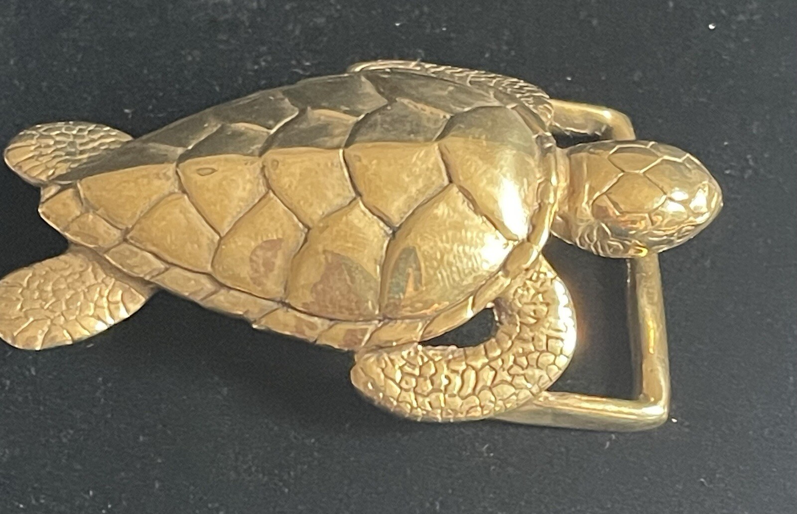 Rare Vintage L P Reid Spectacular Bronze Sculpted Sea Turtle Belt Buckle