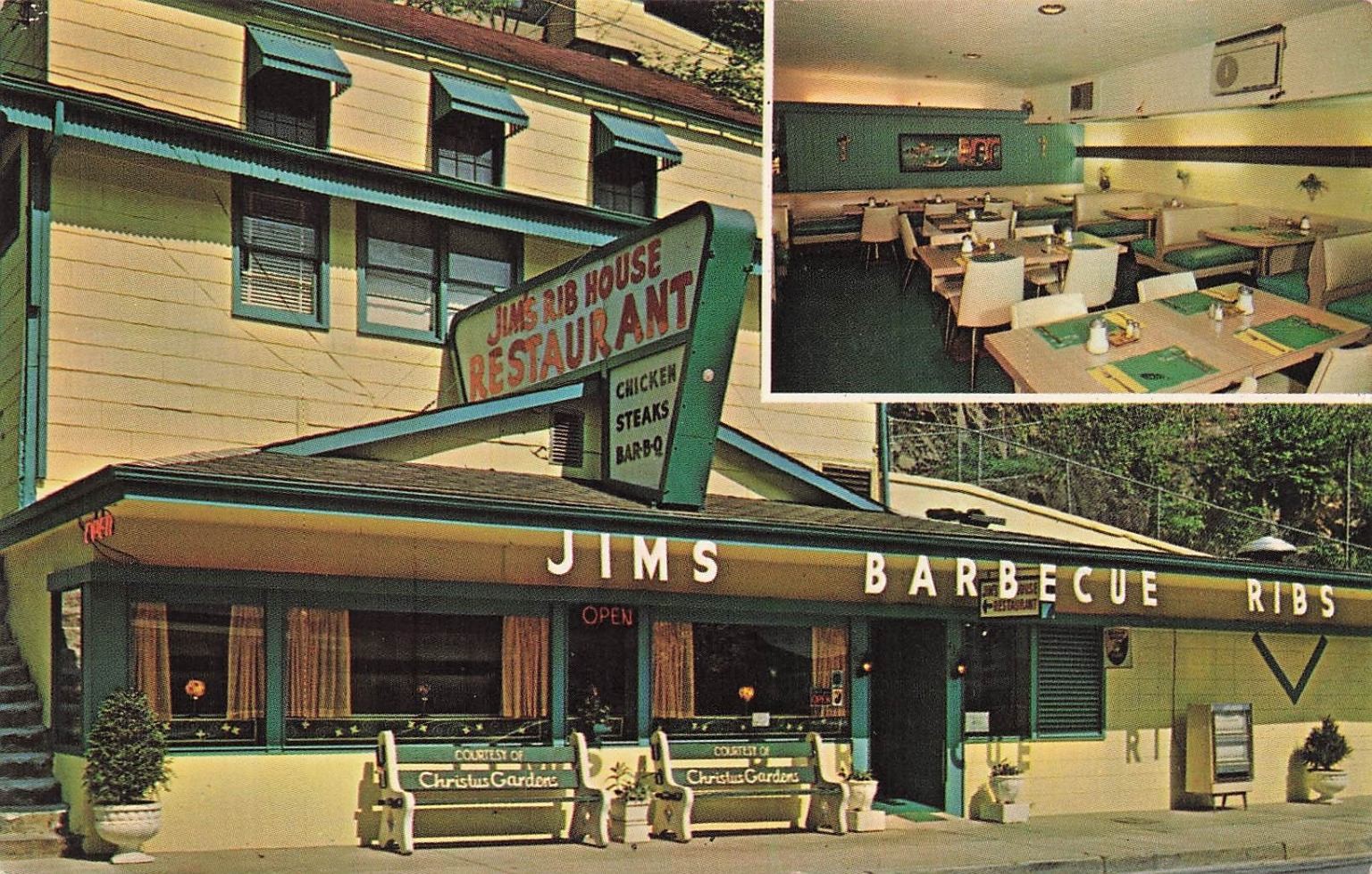 Vintage Jim\'s Rib House Restaurant Gatlinburg TN Smoky Mountains Postcard