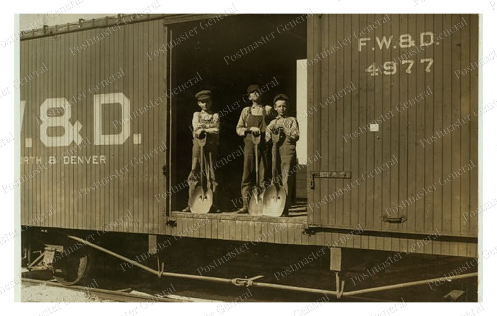 Aurora Missouri Boys Shoveling Ore Standard Postcard COPY RPPC