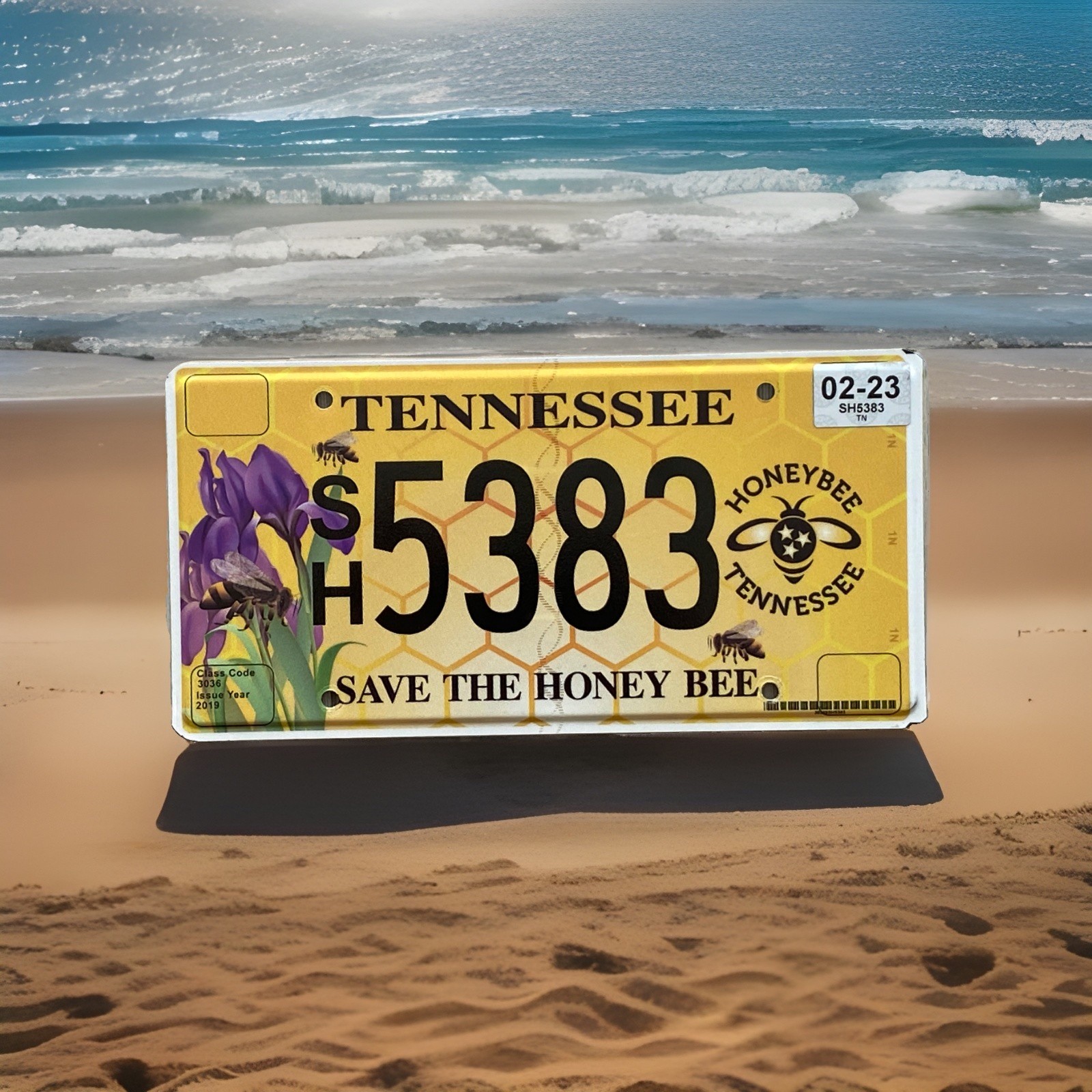  Rare 2019 Tennessee License Plate SAVE THE HONEY BEE SH5383 excellent 