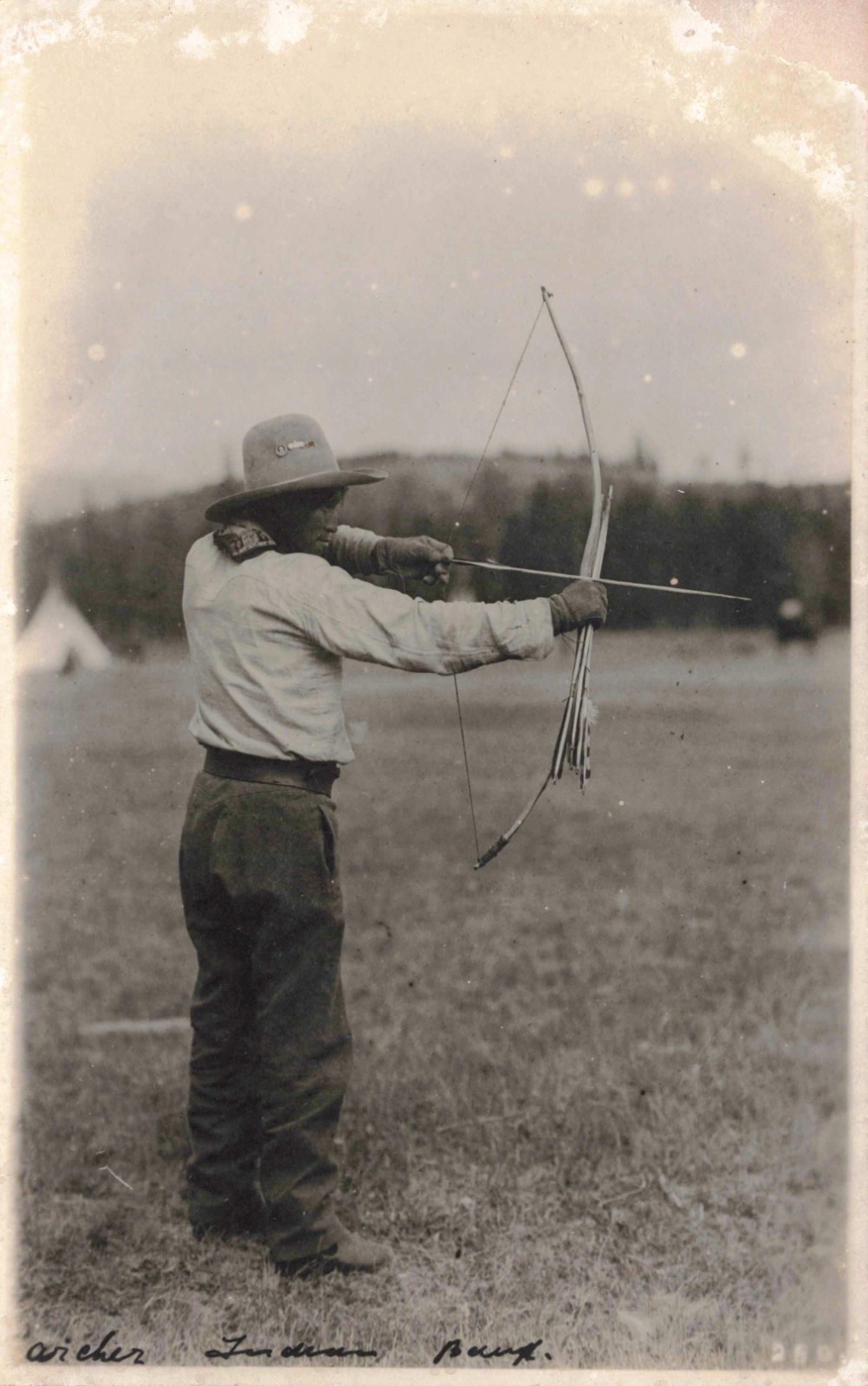 RPPC Stony Indian Archer Banff AB Geo Noble 1920s Native American Photo Postcard