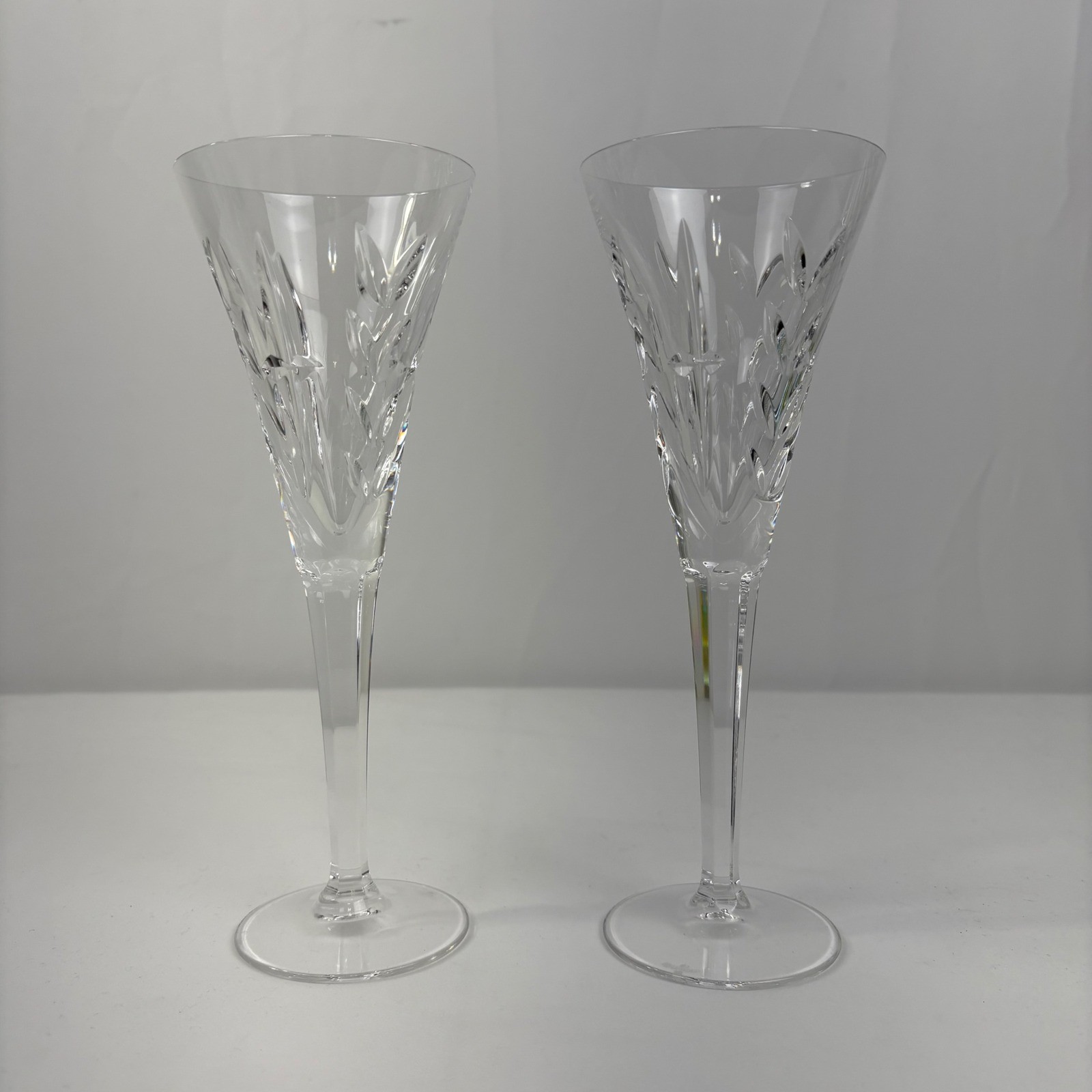 Waterford America\'s Heritage Lincoln Crystal Champagne Flutes Glasses Set of 2