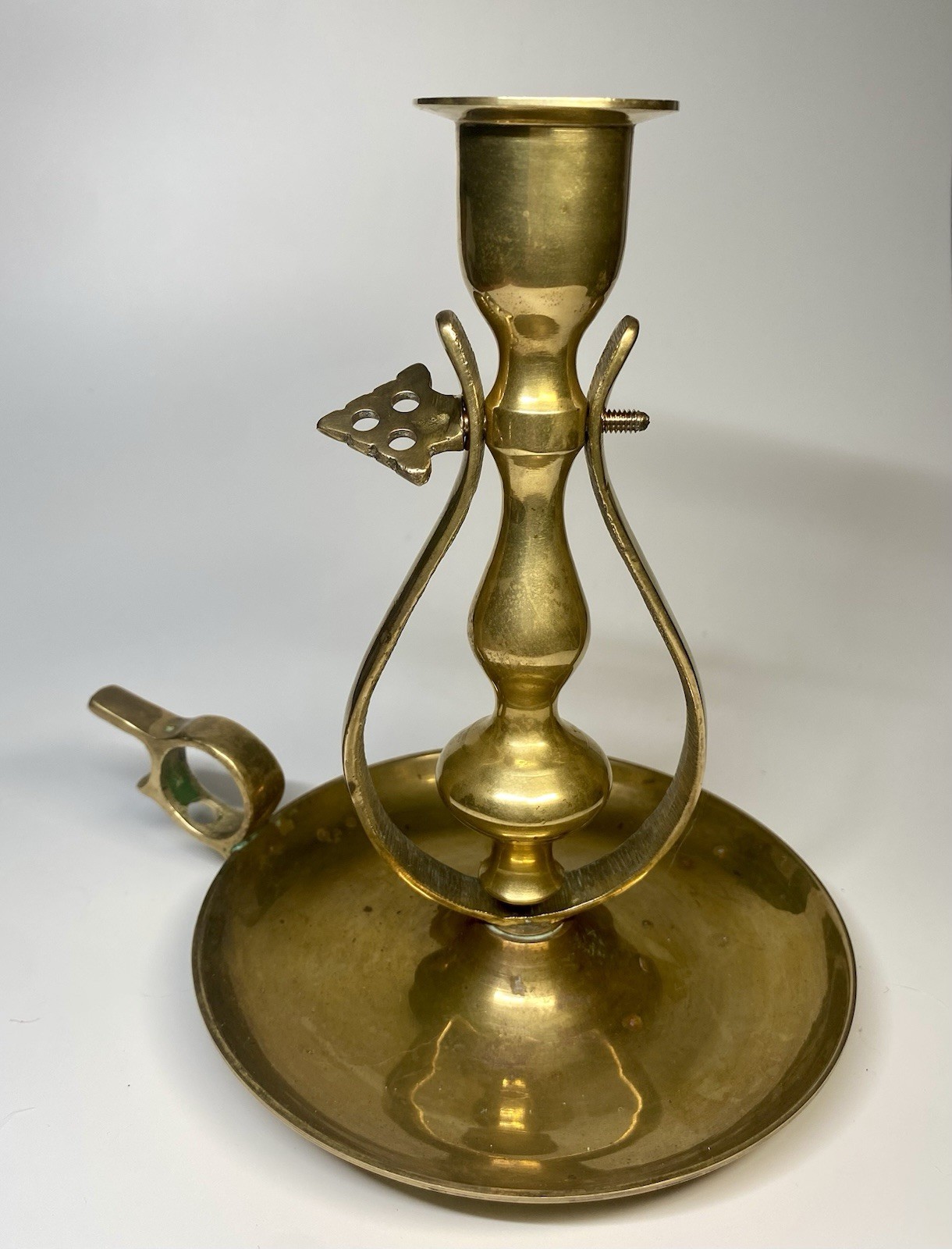 Vintage Polished Brass Nautical Gimble Chamberstick Candle Holder or Sconce 7”