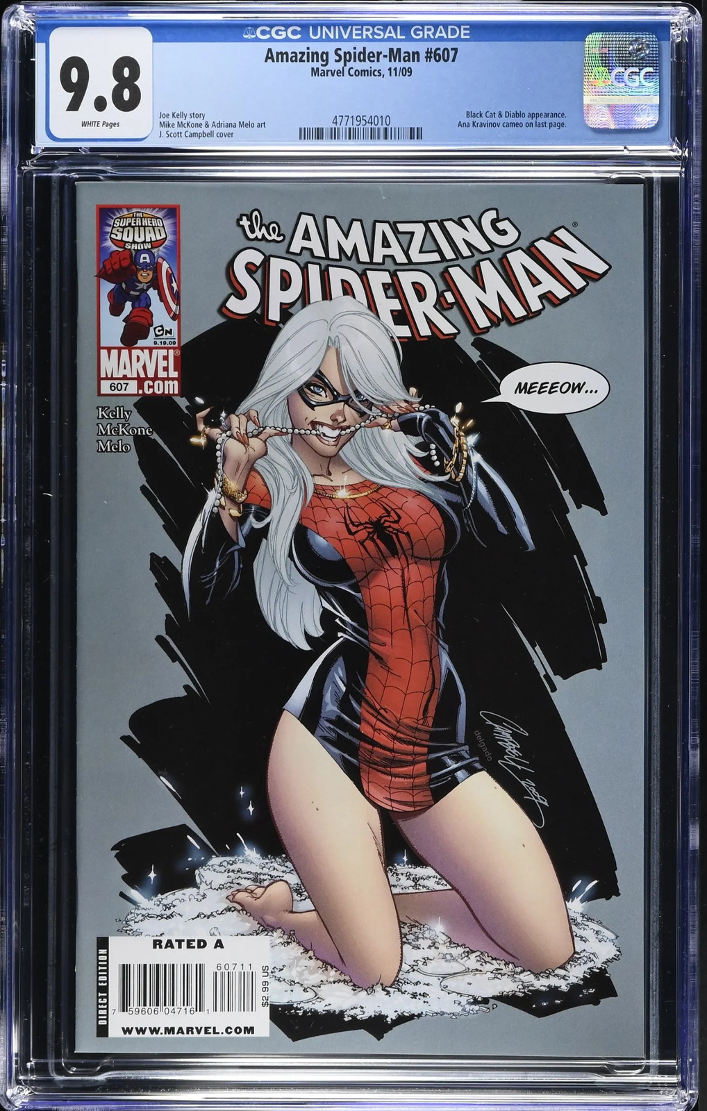 AMAZING SPIDER-MAN #607 CGC 9.8 NM/M BLACK CAT J SCOTT CAMPBELL
