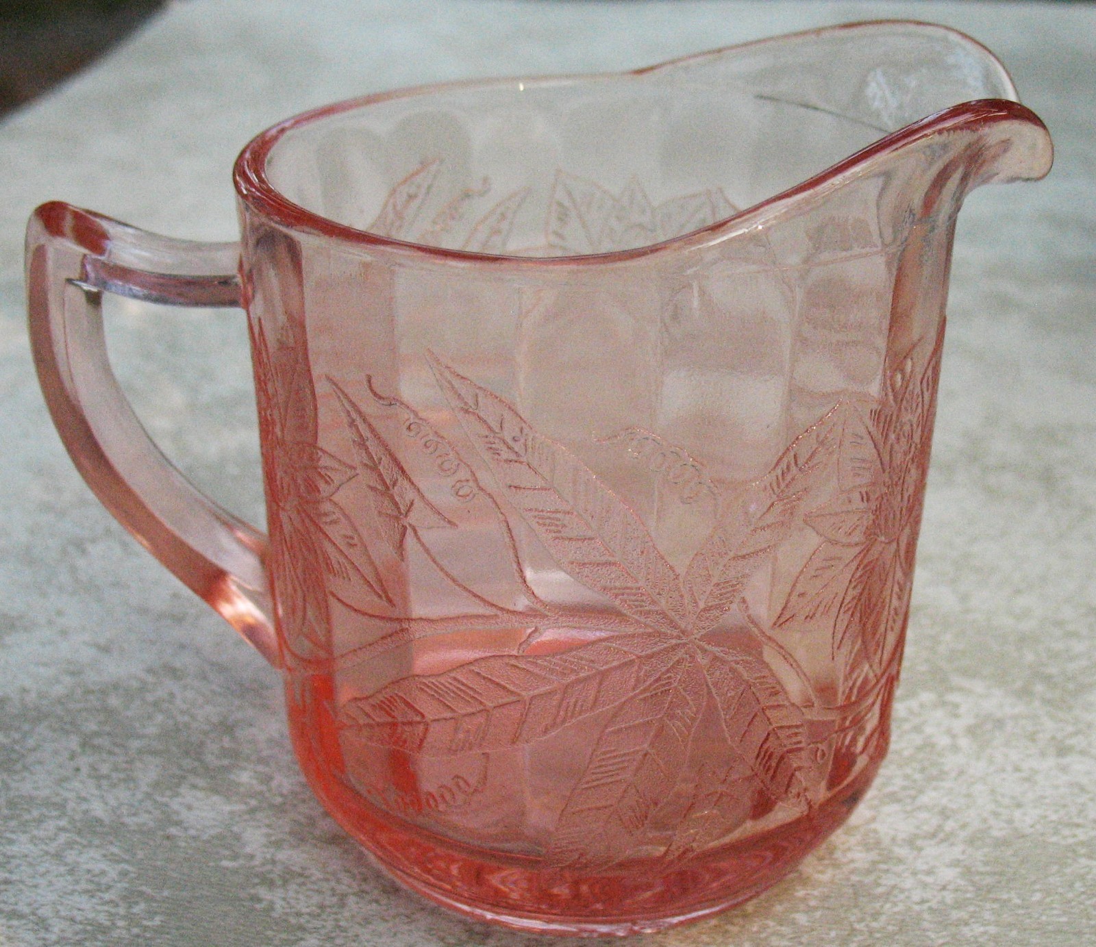1930s Jeannette Glass Co Poinsettia Pink Depression Glass Creamer
