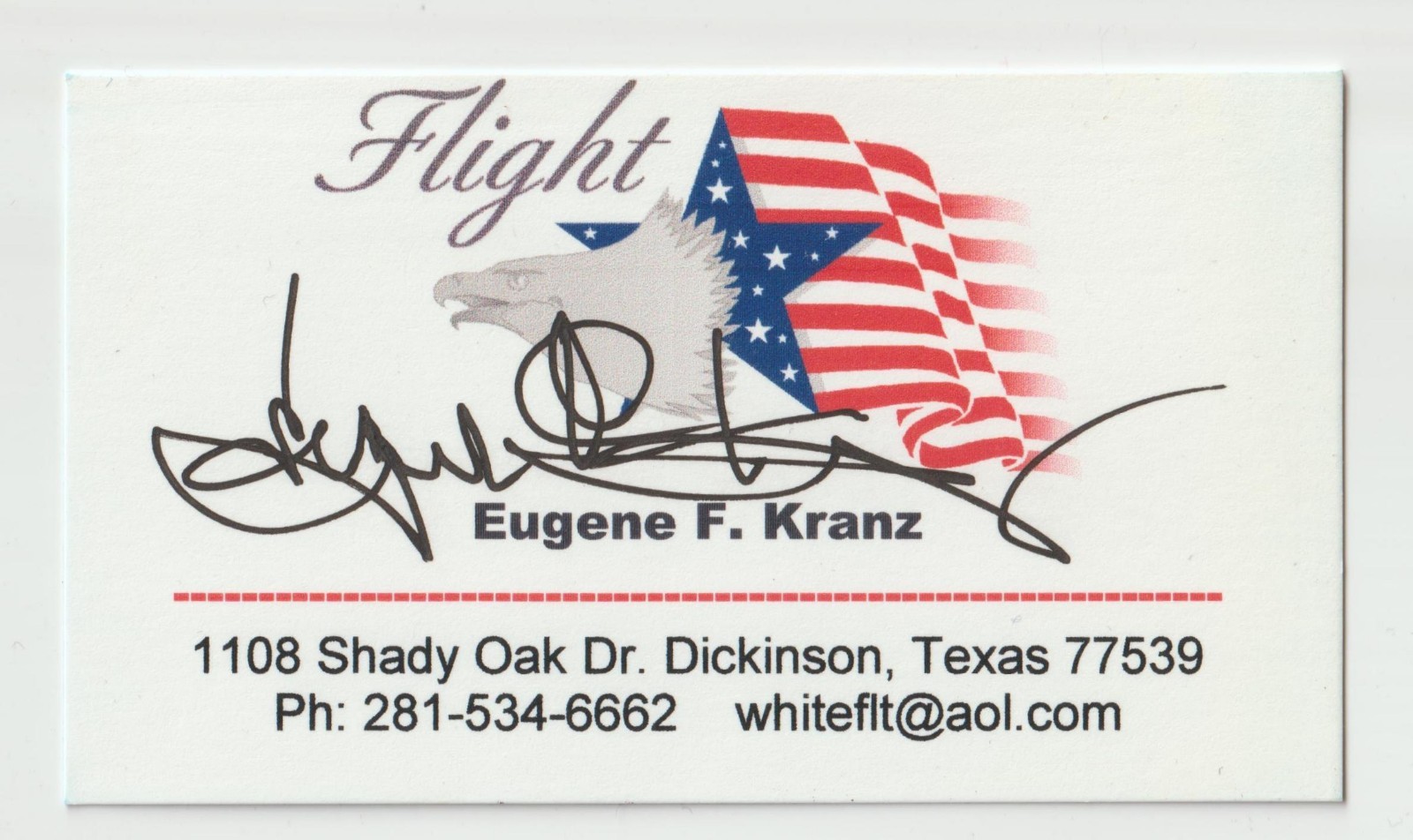 Eugene Gene Kranz Signed Business Card  NASA Apollo 11 13 Flight Director