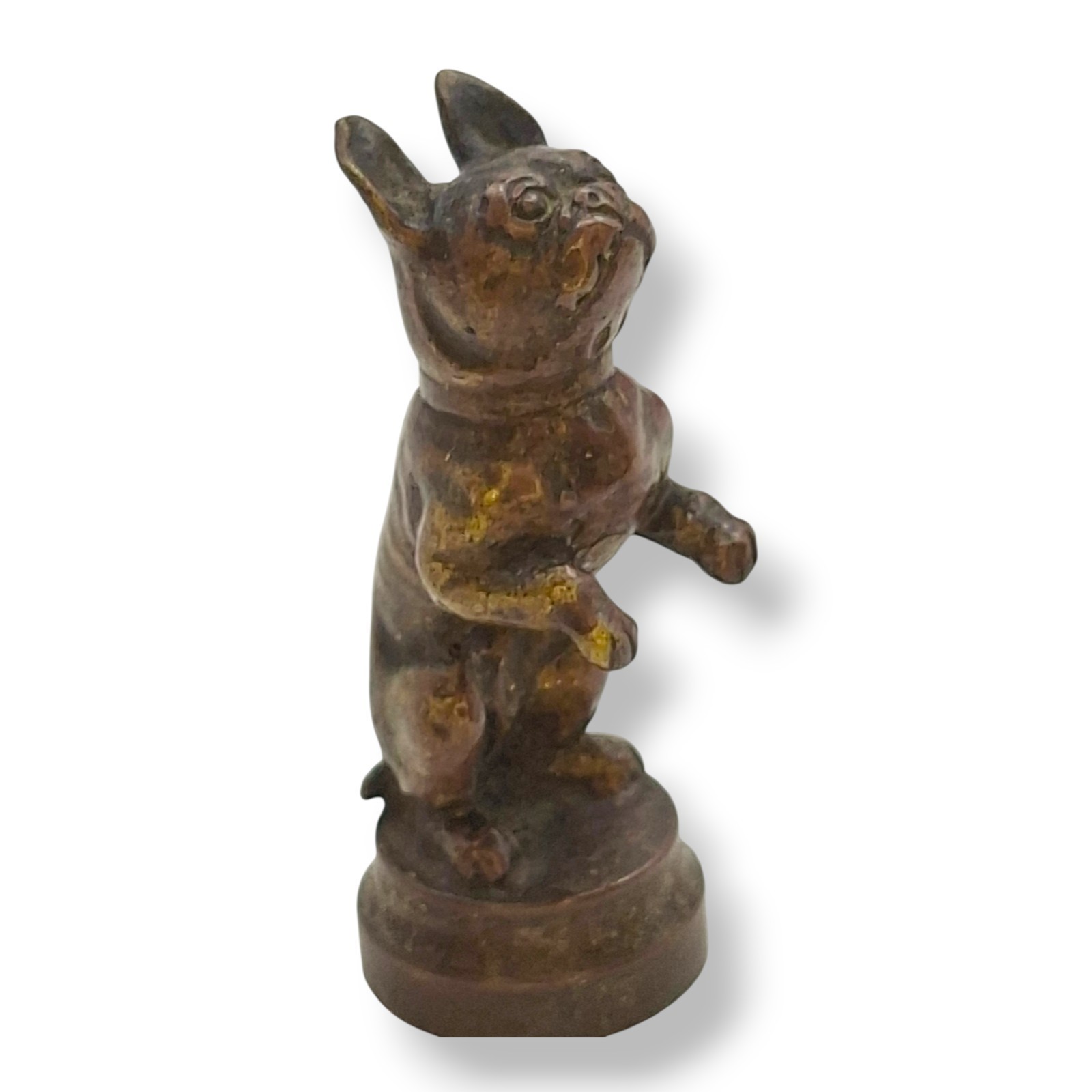 Antique Bronze French Bulldog Wax Seal Stamp Desk Seal Monogram Dog Figurine 4cm
