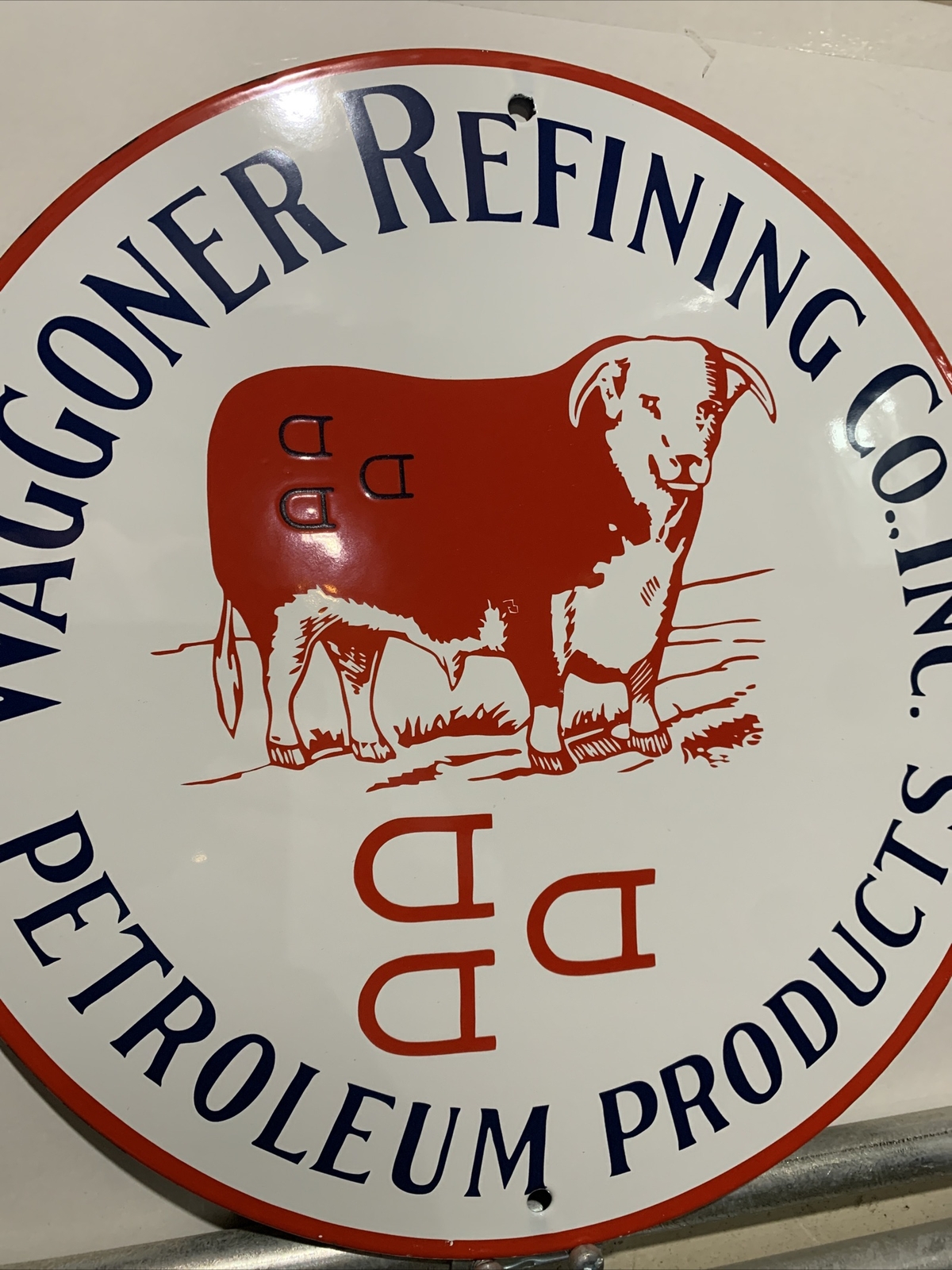 Vintage Style Waggoner Petroleum products Gas Oil Porcelain Sign