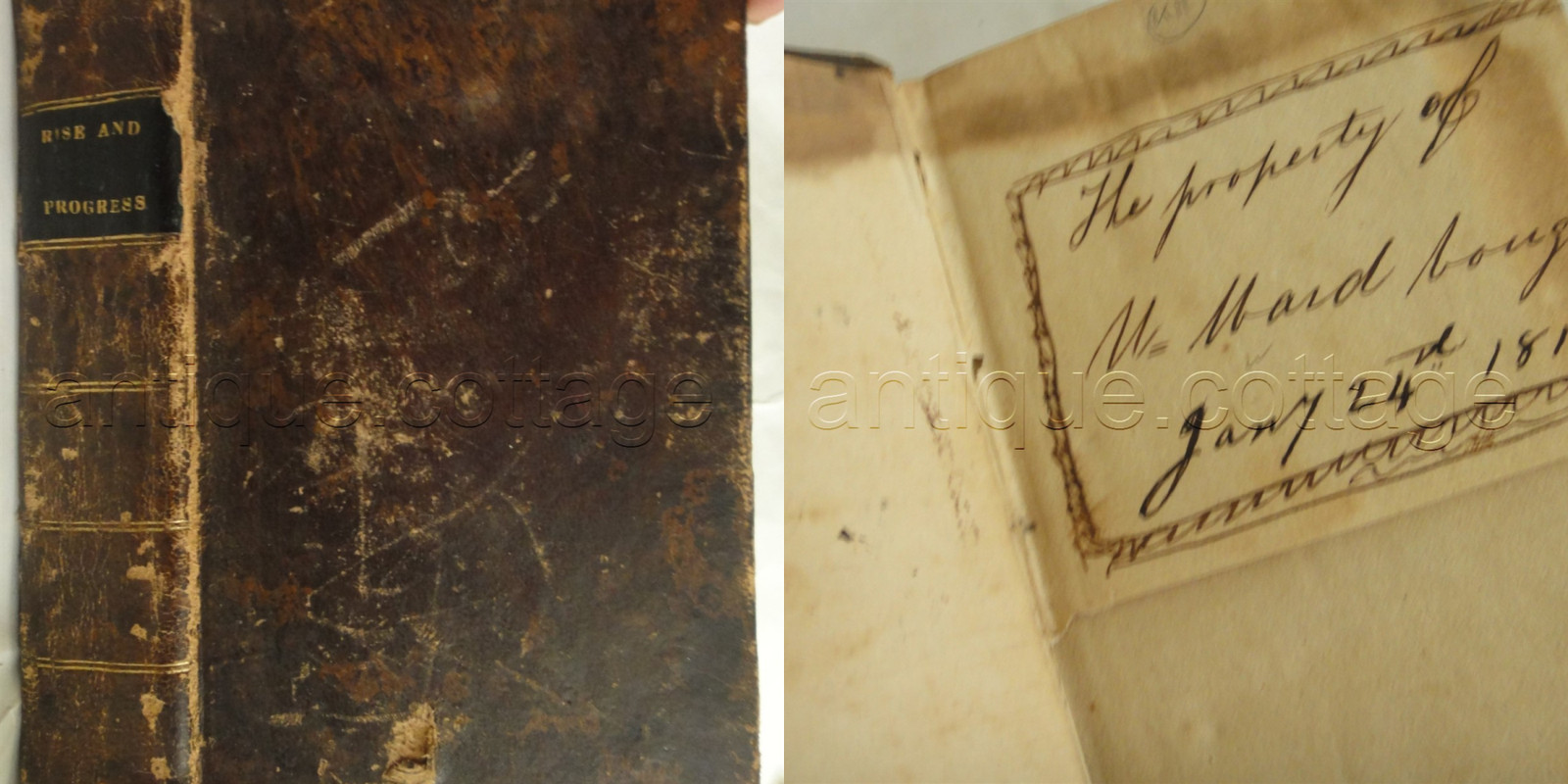 1809 antique RISE PROGRESS RELIGION SOUL doddridge bible sermon leather fraktur