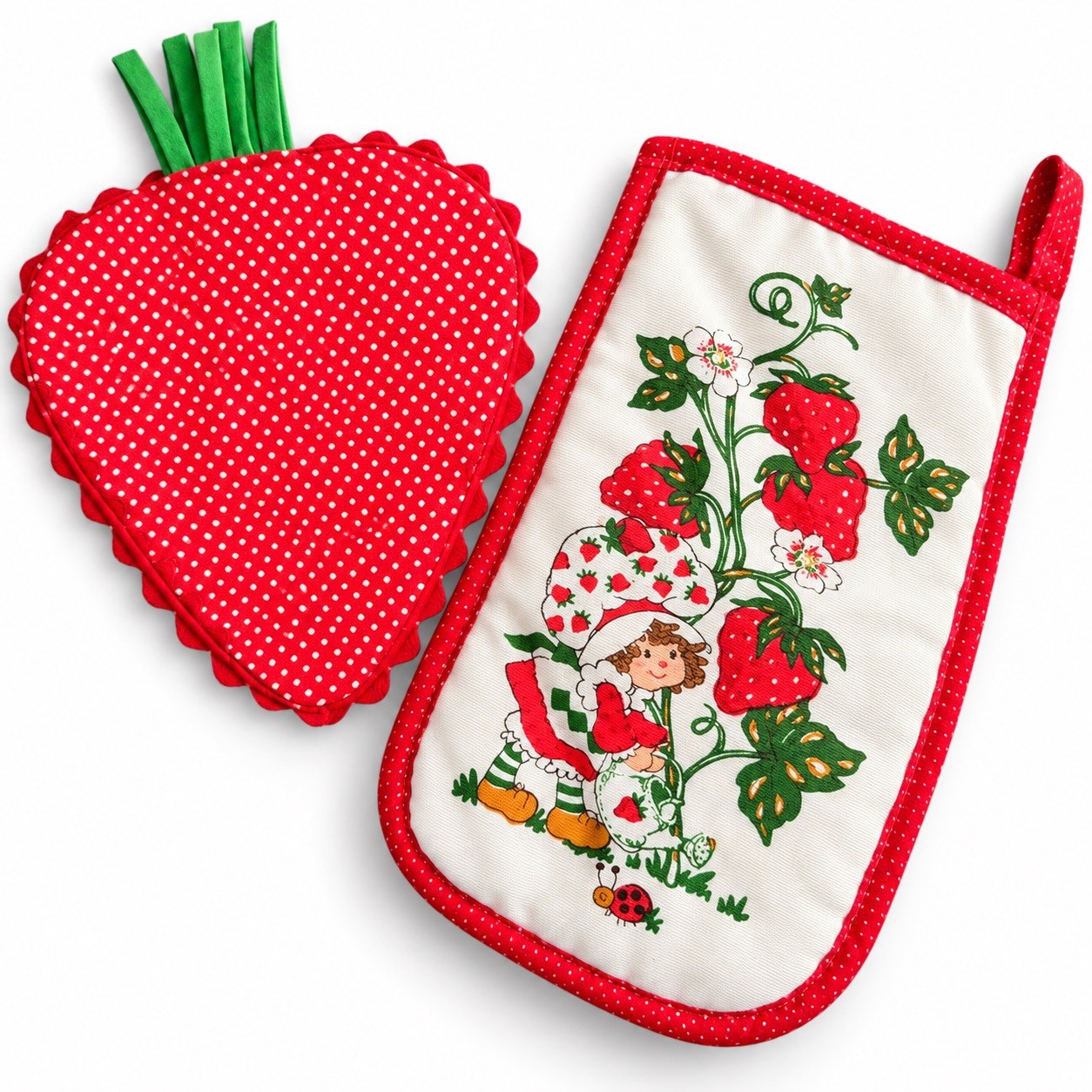 Vintage 1980 Strawberry Shortcake Oven Mitt Pot Holder Strawberry Kitchen Set