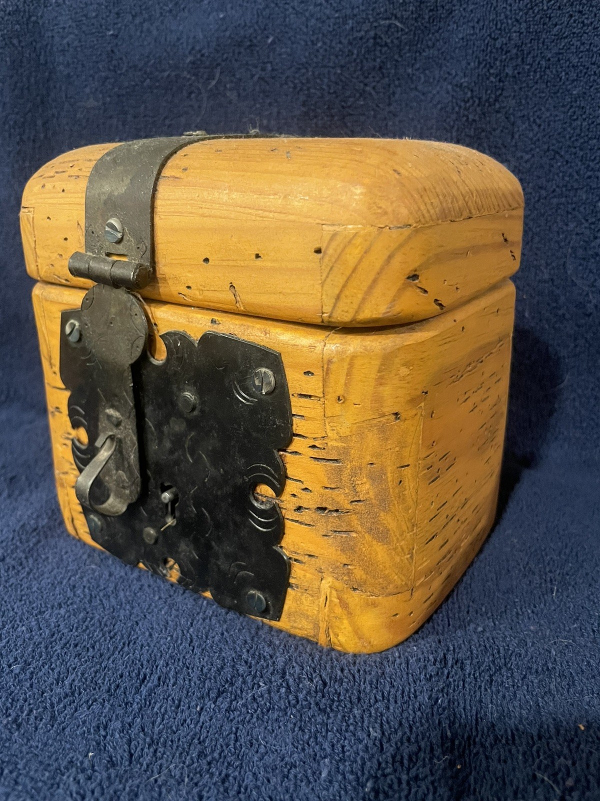 Antique Victorian Wormwood Jewelry Chest Box Handmade Wooden Trinket Primitive