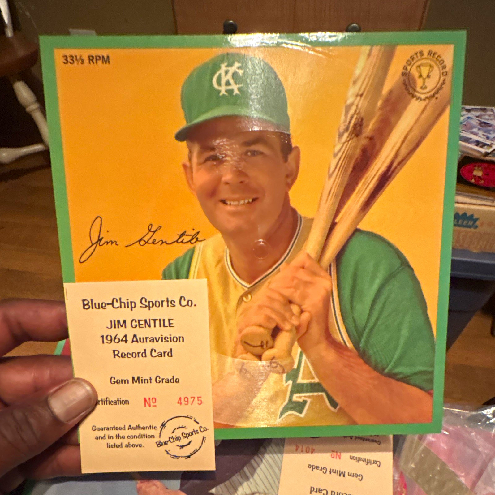 Blue-Chip Sports Co. Jim Gentile 1964 Auravision Record Card 33 1/3 RPM Signed