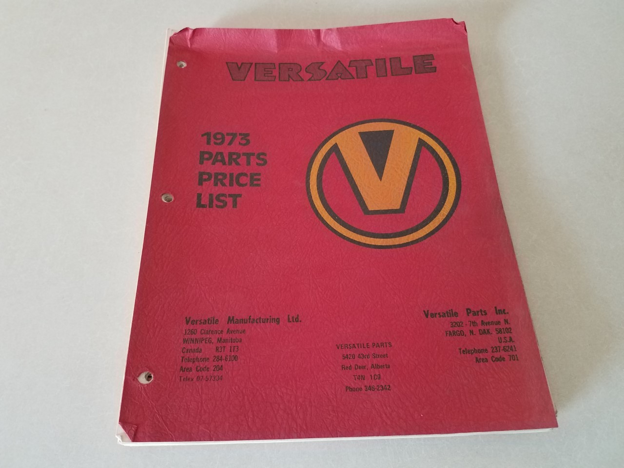 Versatile Manufacturing Ltd. 1973 Parts Price List