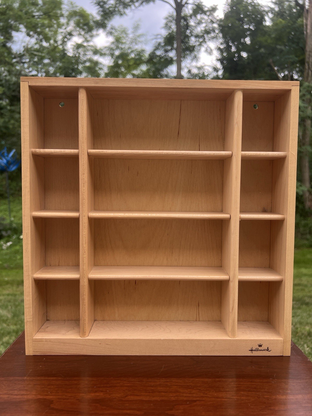Hallmark Merry Miniatures Wood Multi-Compartment Display Shelf Shadow Box USA