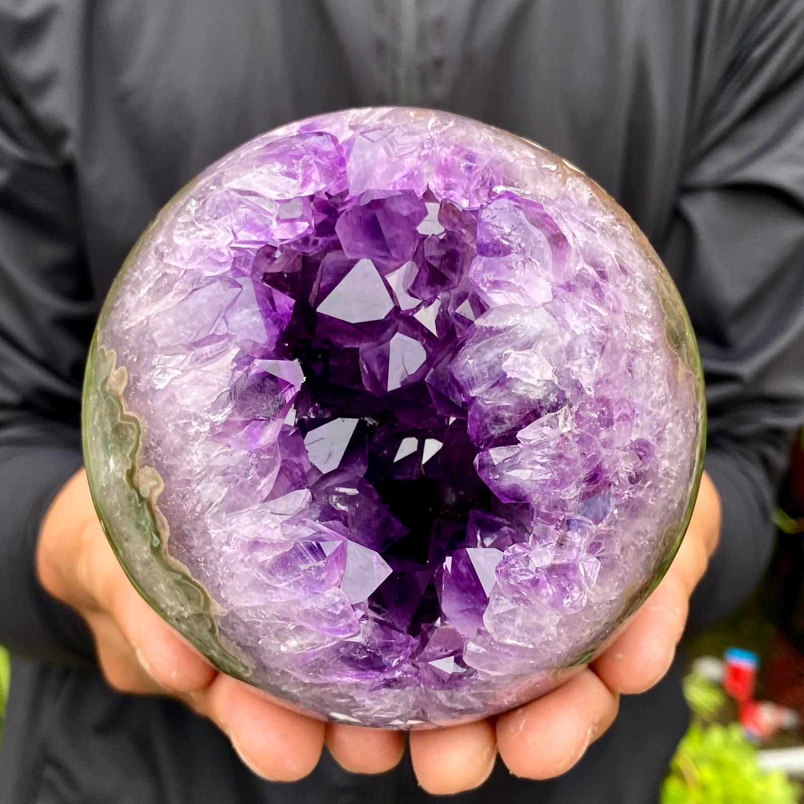 2.35LB Natural amethyst Agate Crystal ball Quartz Mineral Specimen Healing