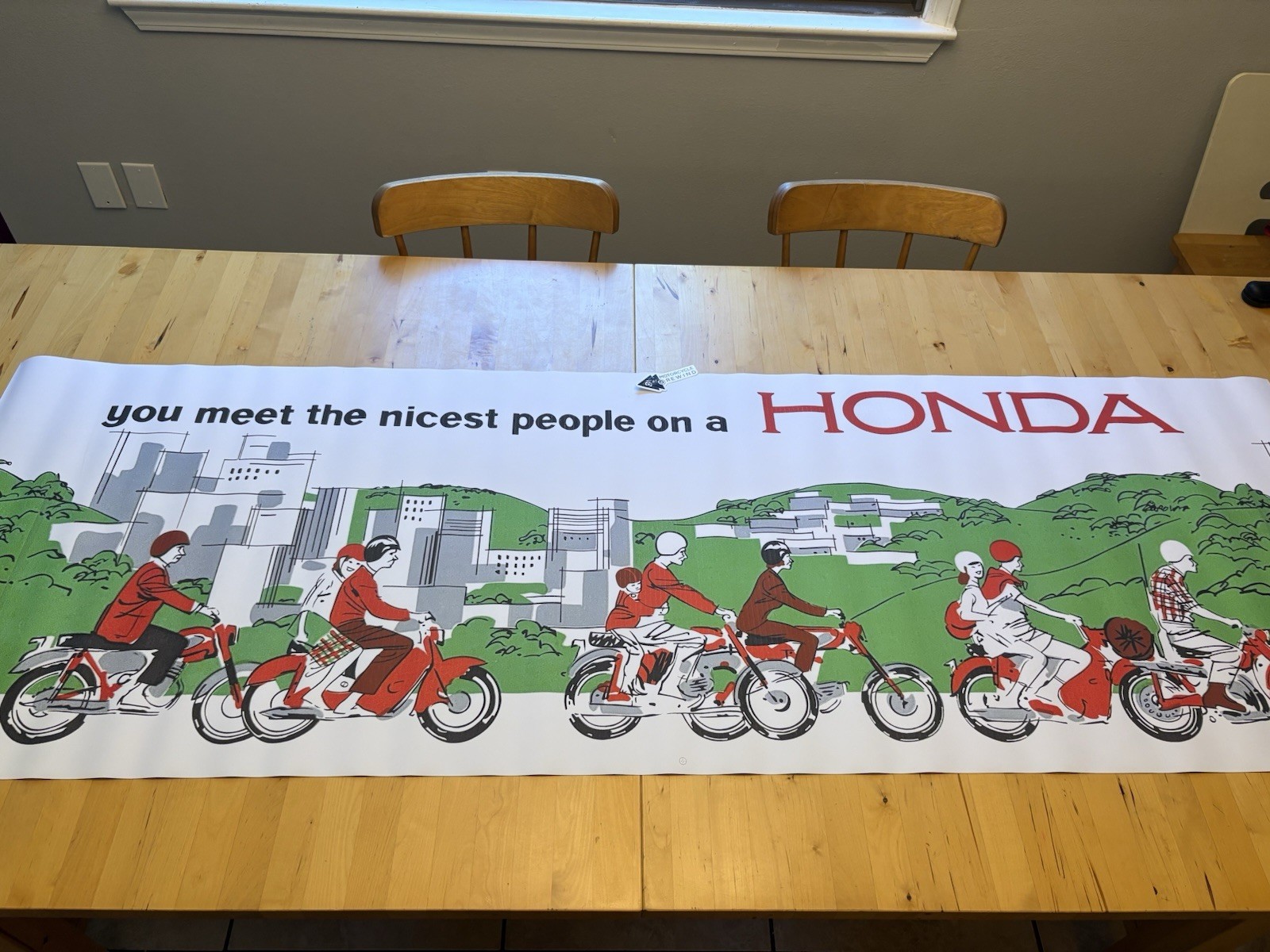 Vintage “You Meet the Nicest People on a Honda” Repro Vinyl Banner 2’ x 6’