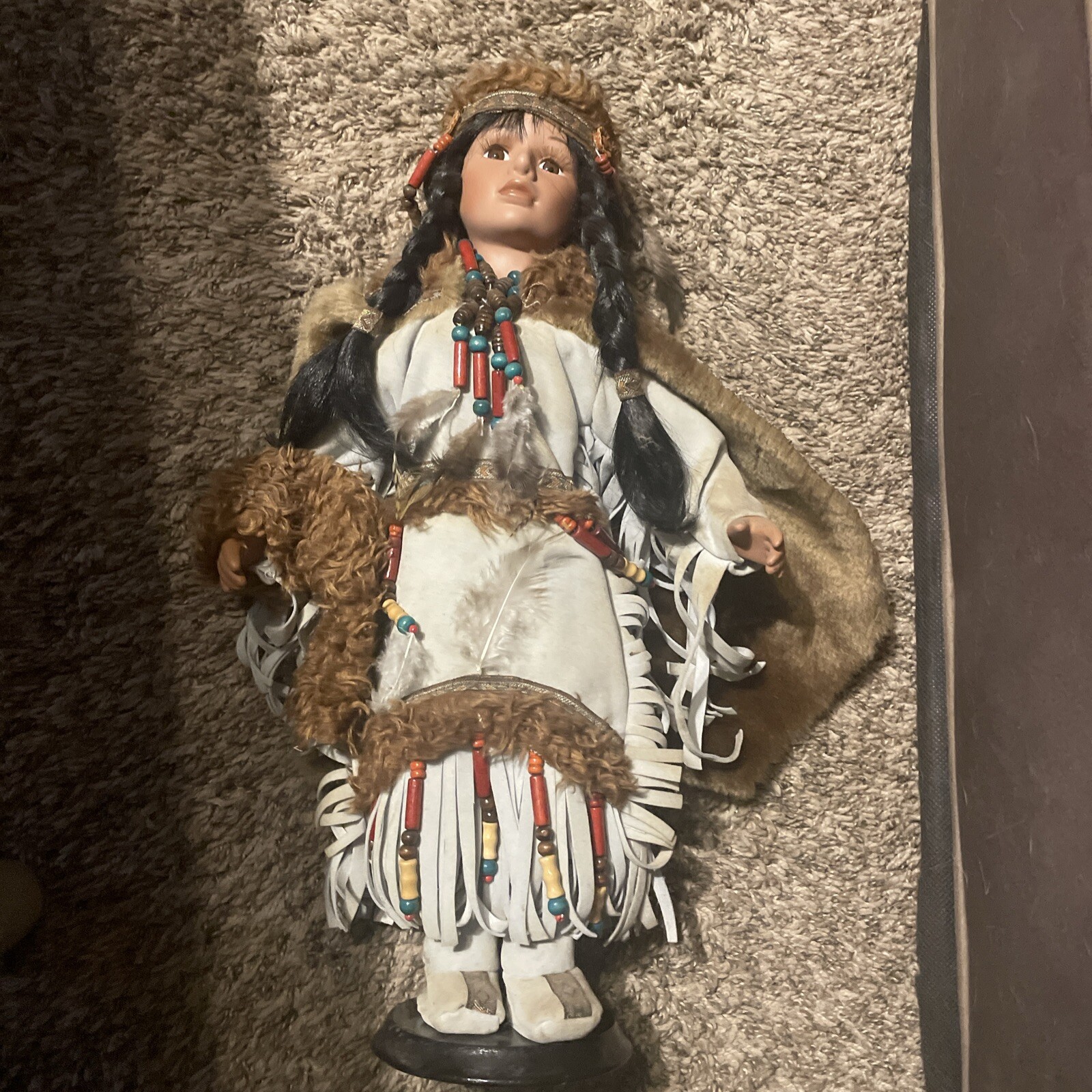 Cathay Collection Native American Indian Porcelain Doll 18 inch On Stand Cathay Collection Native American Indian Porcelain Doll 18 inch On Stand