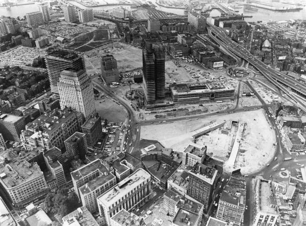 An aerial view Scollay Square new state government center bui- Boston Old Photo