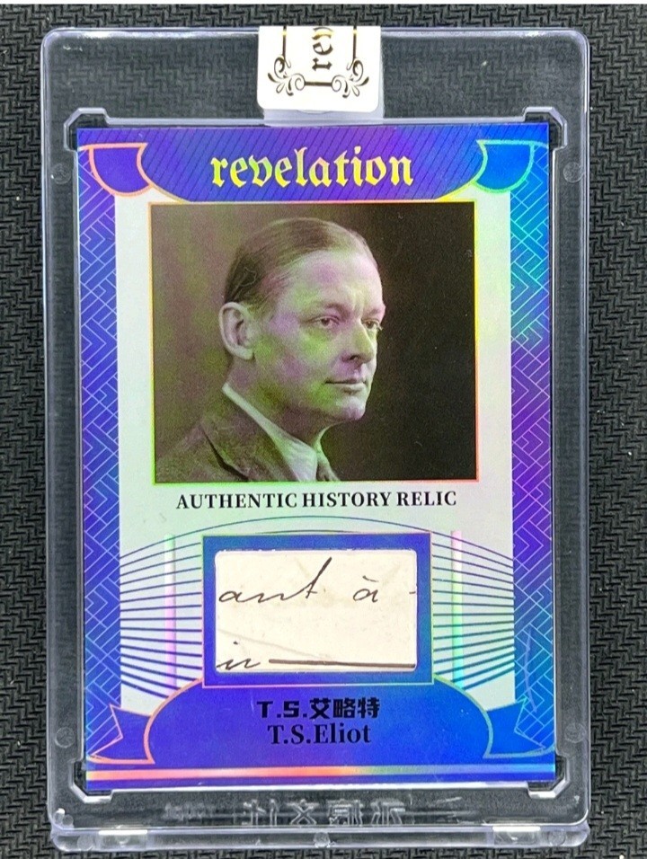 T.S. Eliot Poet Relic Cut Autograph Card 2025 Revelation 06/75 T.S. Eliot Poet Relic Cut Autograph Card 2025 Revelation 06/75