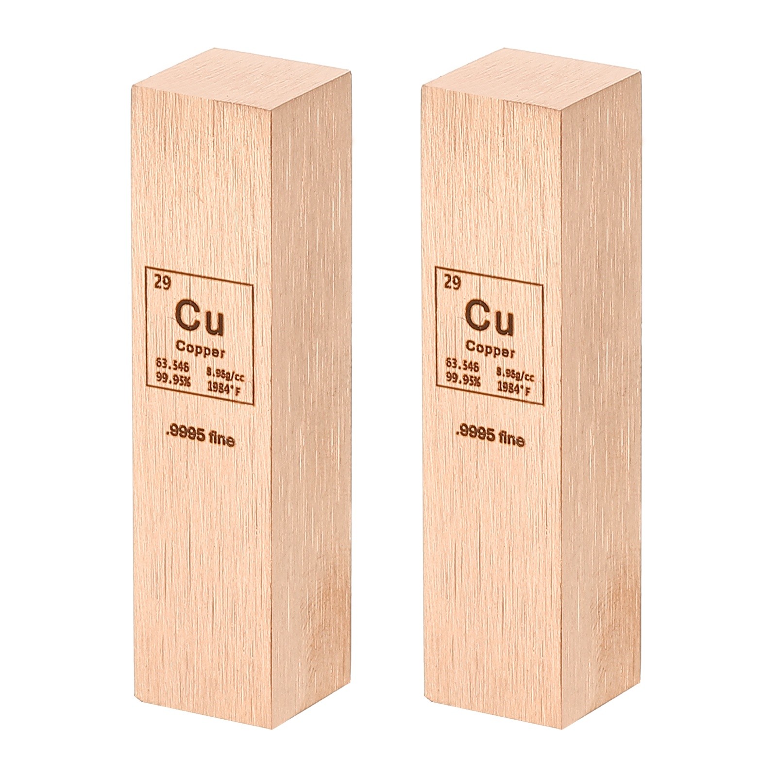 2Pcs Copper Cube, 0.5x0.5x2\