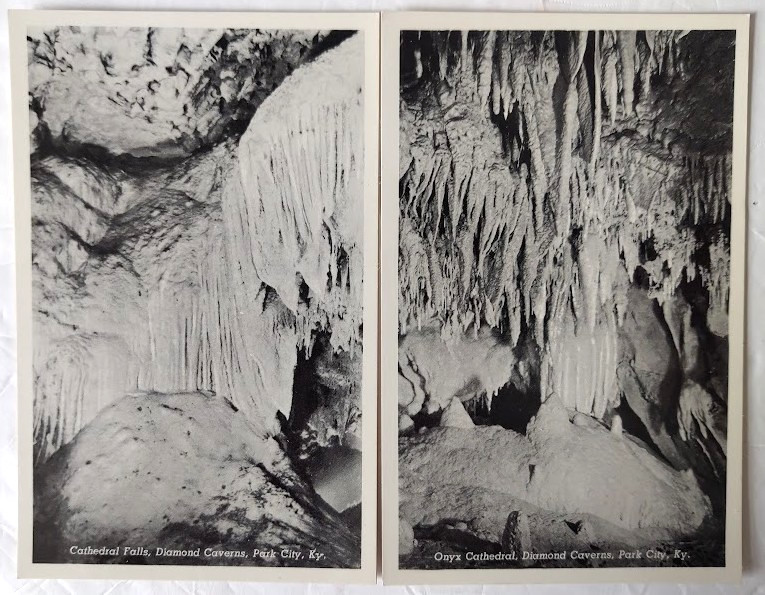 PR 1941 PARK CITY KY Postcards DIAMOND CAVERNS Onyx Cathedral Falls Photos MINT
