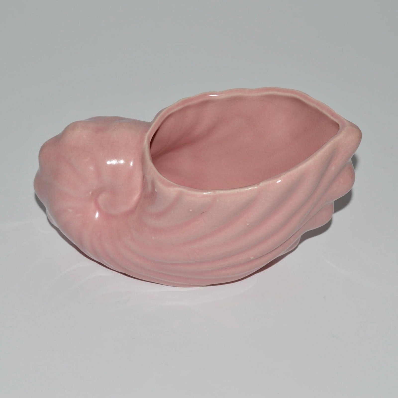 Pink Ceramic Seashell Planter, Nautilus Shell, Fredericksburg Pottery FAPCO 