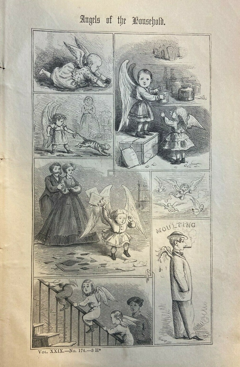 1864 Vintage Magazine Illustration Angels of the Household