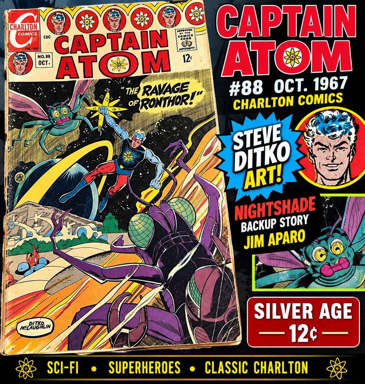 Captain Atom #88 Oct 1967 Charlton Silver Age Steve Ditko Nightshade Aparo