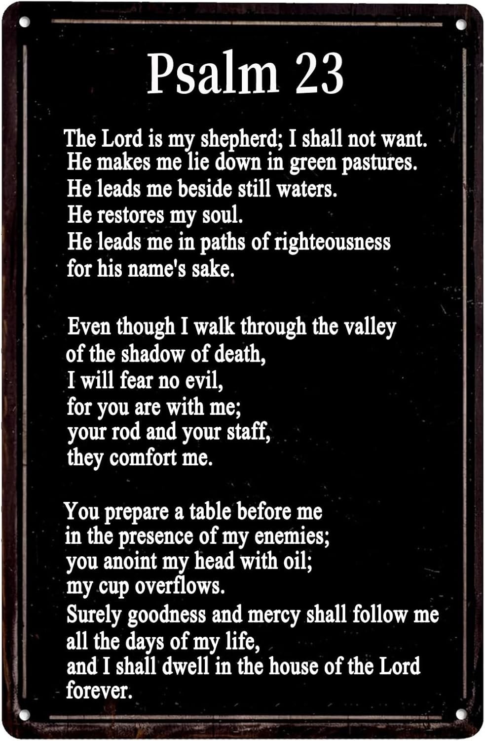 Psalm 23 Retro Tin Metal Signs Home Décor The Lord Is My Shepherd I Shall Not