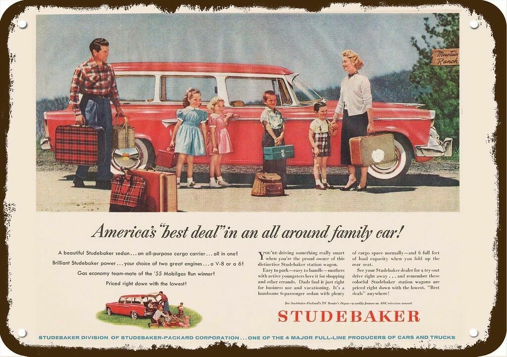 1955 STUDEBAKER Station Wagon Car Vintage-Look DECORATIVE REPLICA METAL SIGN 1955 STUDEBAKER Station Wagon Car Vintage-Look DECORATIVE REPLICA METAL SIGN