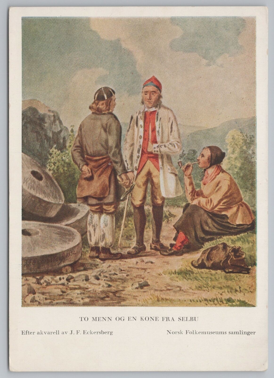 Art~Norwegian Painter JF Eckersberg~Two Men & A Wife From Selbu~Continental PC