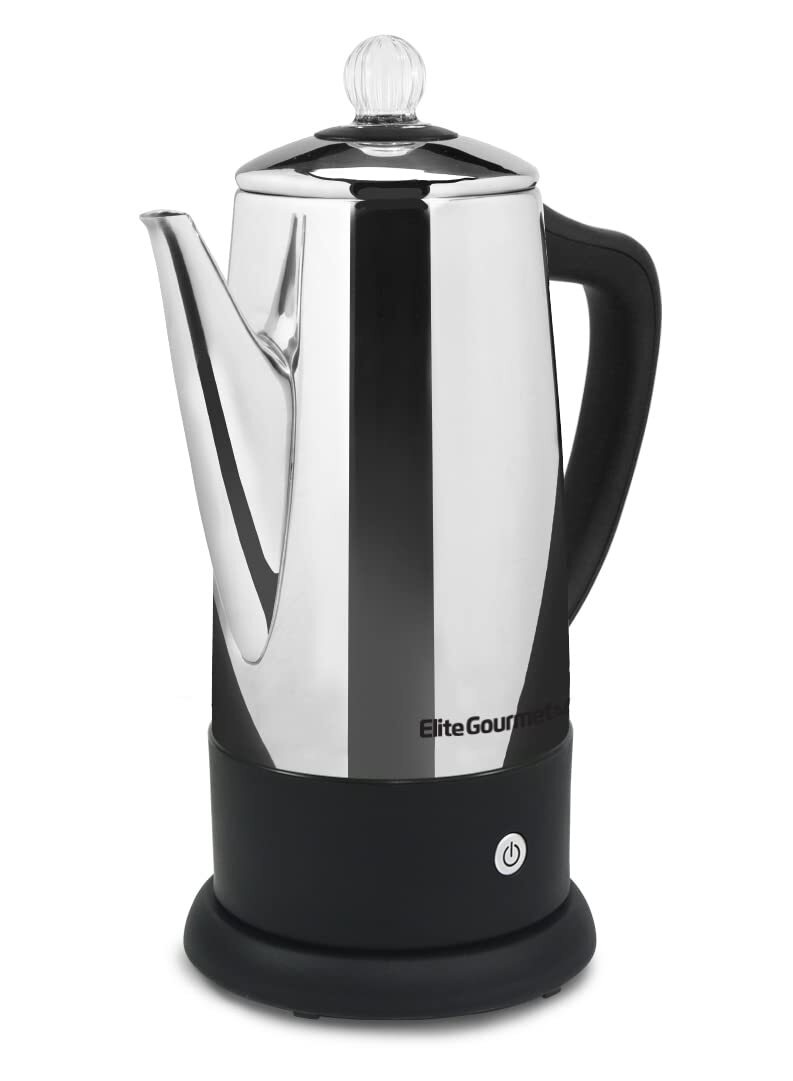 Elite Gourmet 12 Cup Stainless Steel Coffee Percolator with Keep Warm Feature