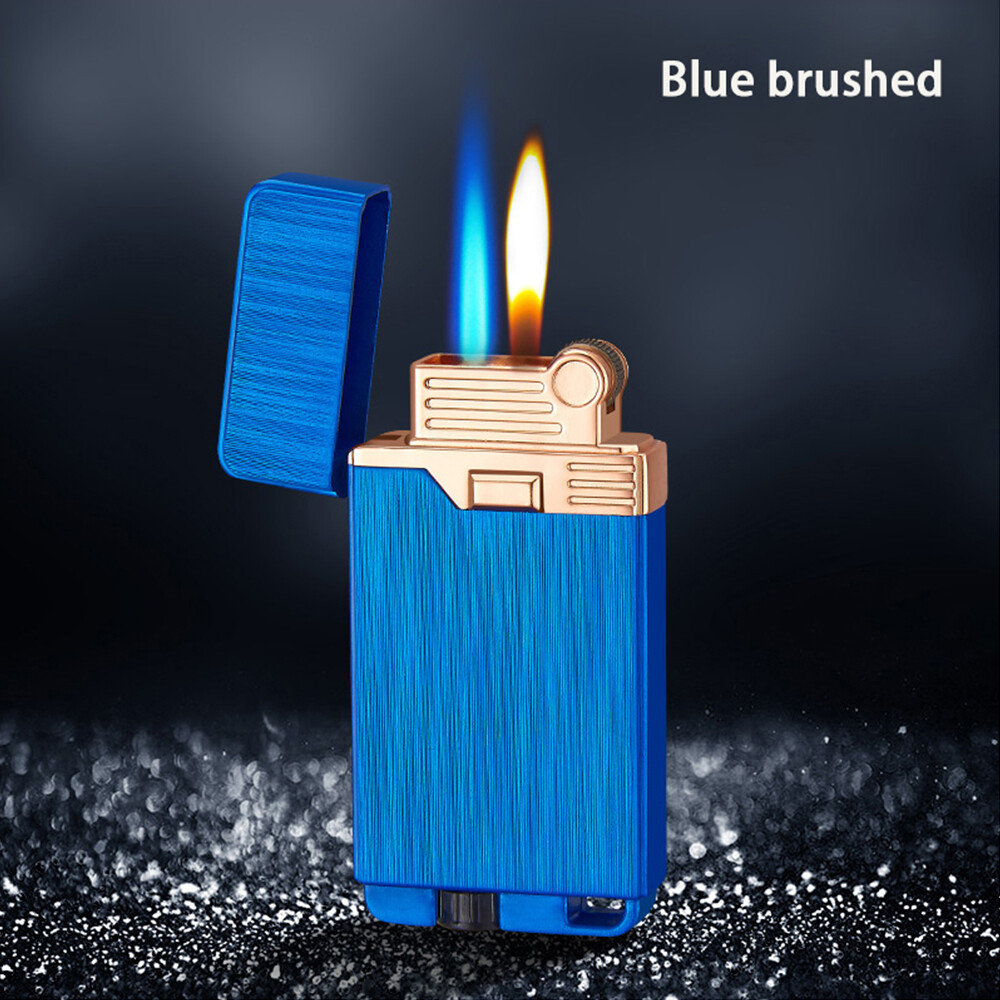 Dual Flame Butane Torch flame Cigarette Lighter Soft Flame  Flint Wheel Lighter