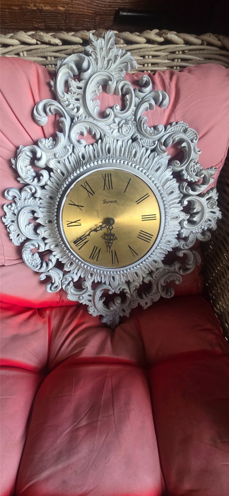 Vintage 1965 Burwood Product Quartz Wall Clock - Hollywood Regency Style