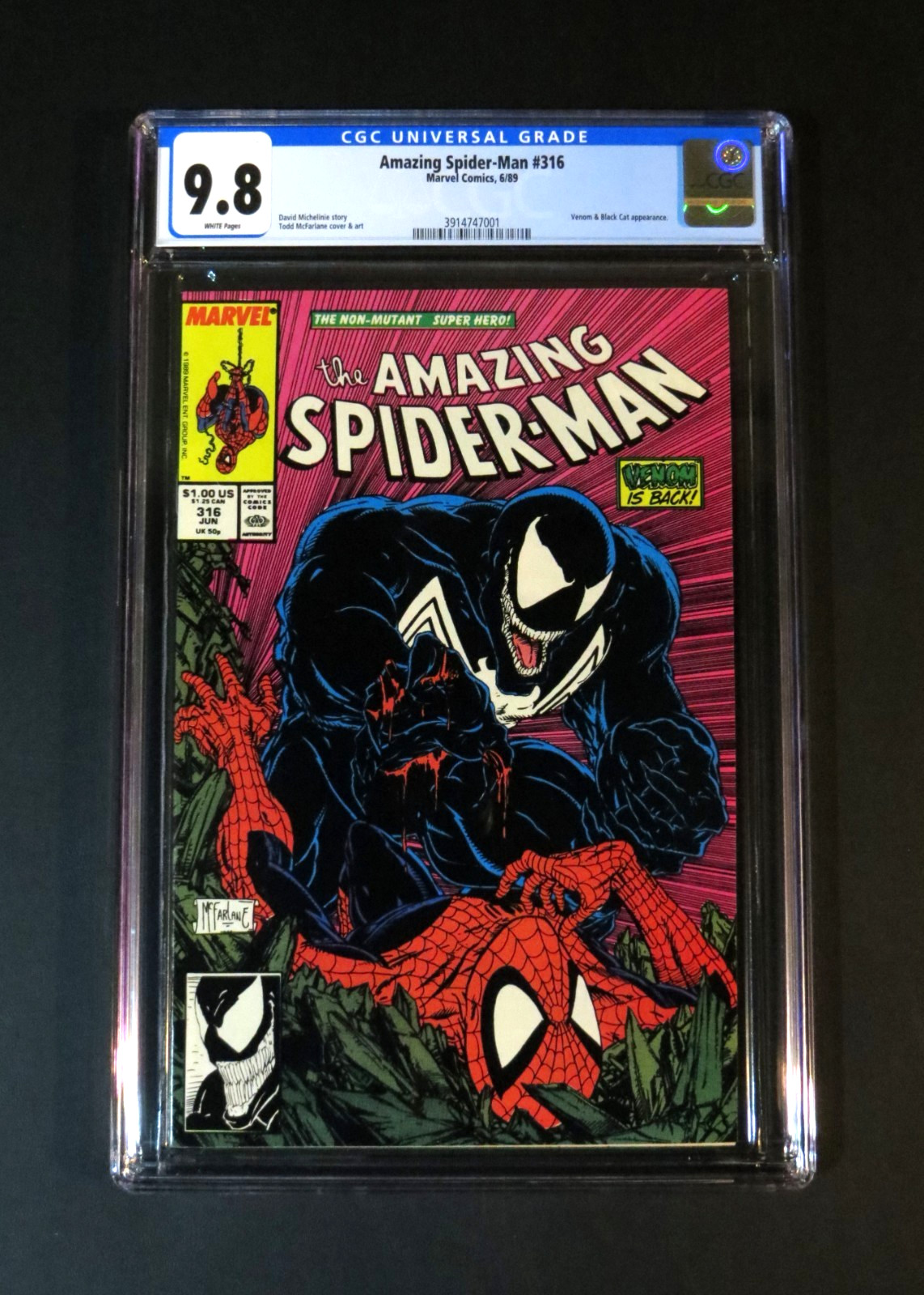AMAZING SPIDER-MAN #316 CGC 9.8 NM/MT 1st Venom Cover Todd McFarlane Marvel 1989