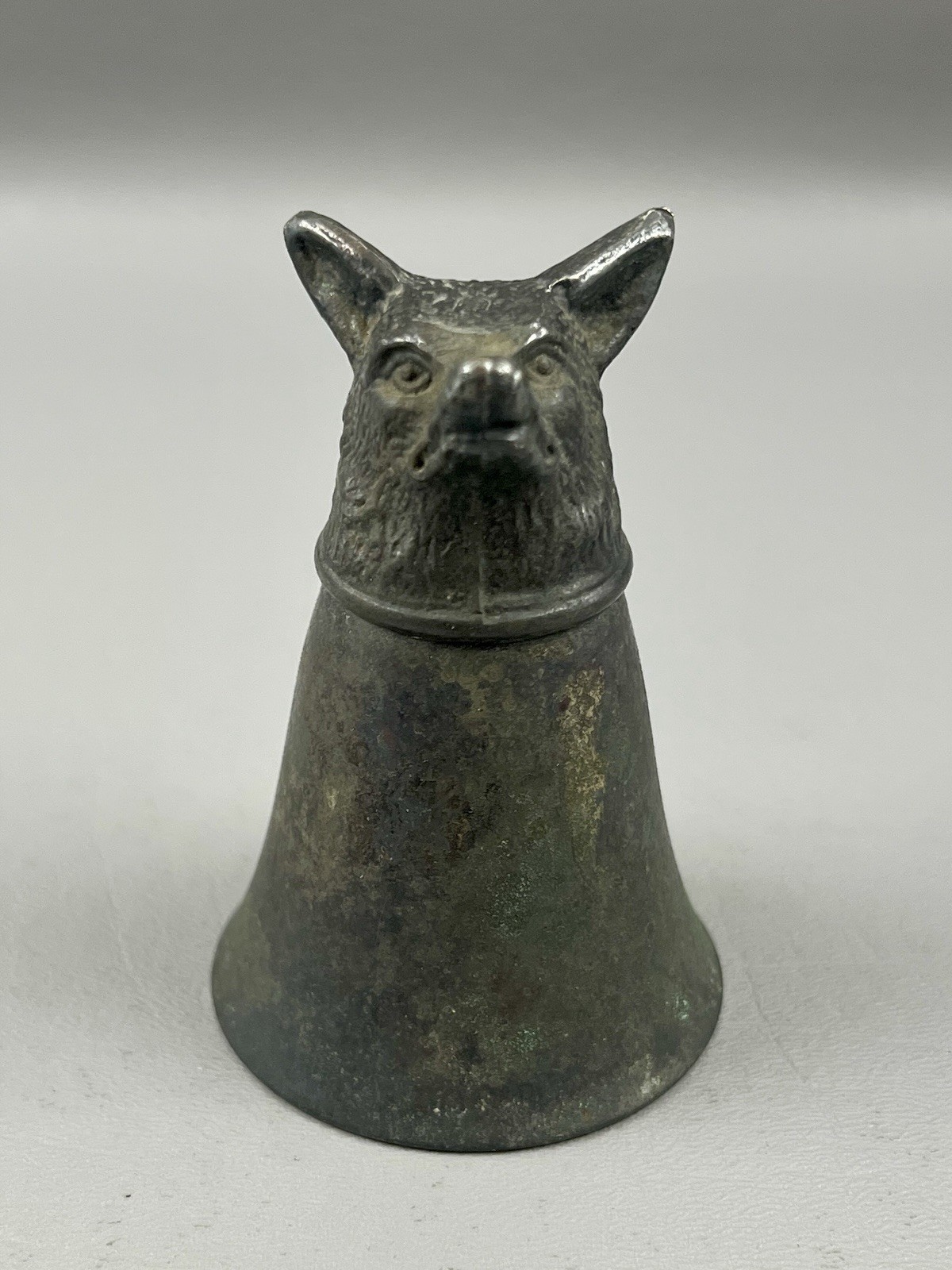 Vintage Silver Plated Fox Wolf Head Stirrup Cup / Barware Shot Glass 3.5\