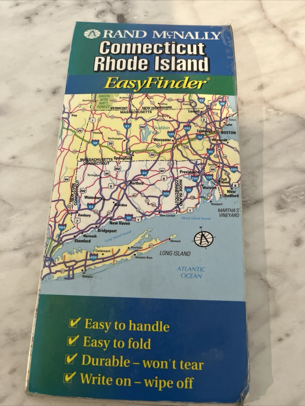Rand McNally Connecticut Rhode Island EasyFinder Plastic Map