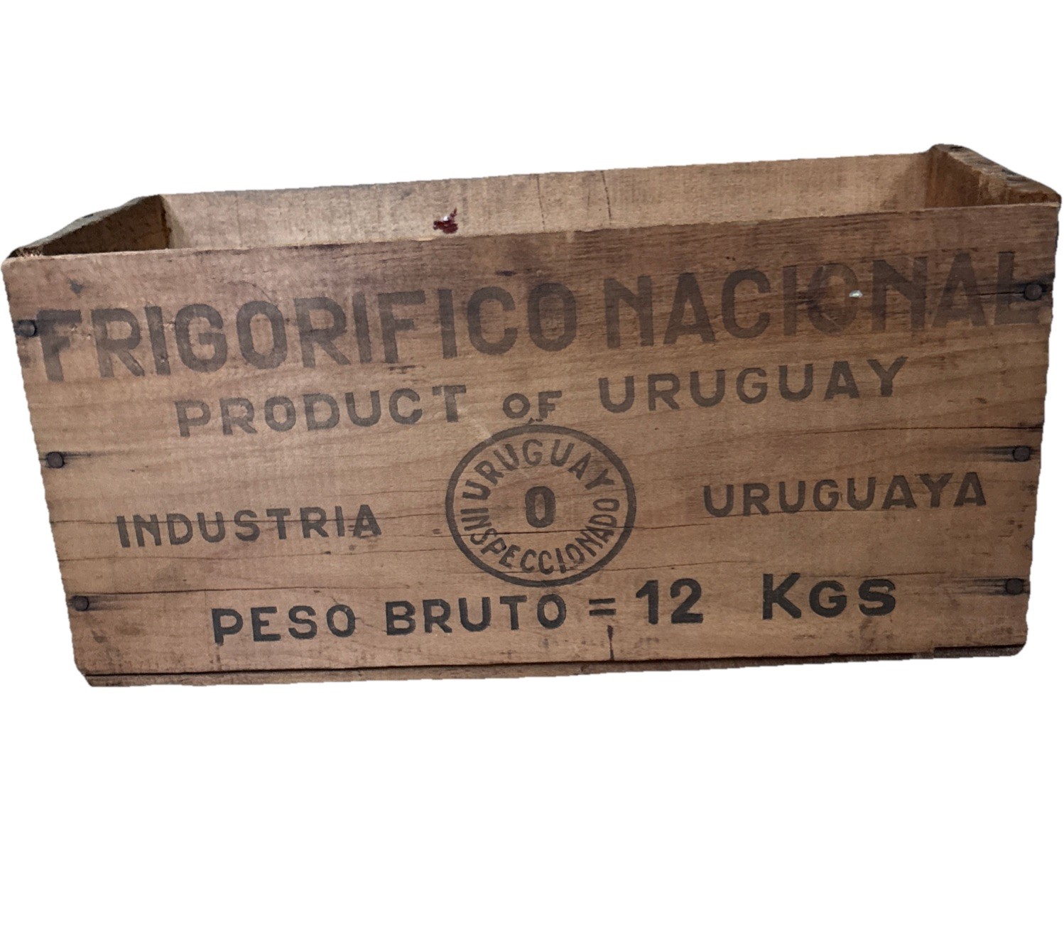 VTG 15x7” Uruguay wooden shipping crate from Frigorífico Nacional 1940s-60s VTG 15x7” Uruguay wooden shipping crate from Frigorífico Nacional 1940s-60s