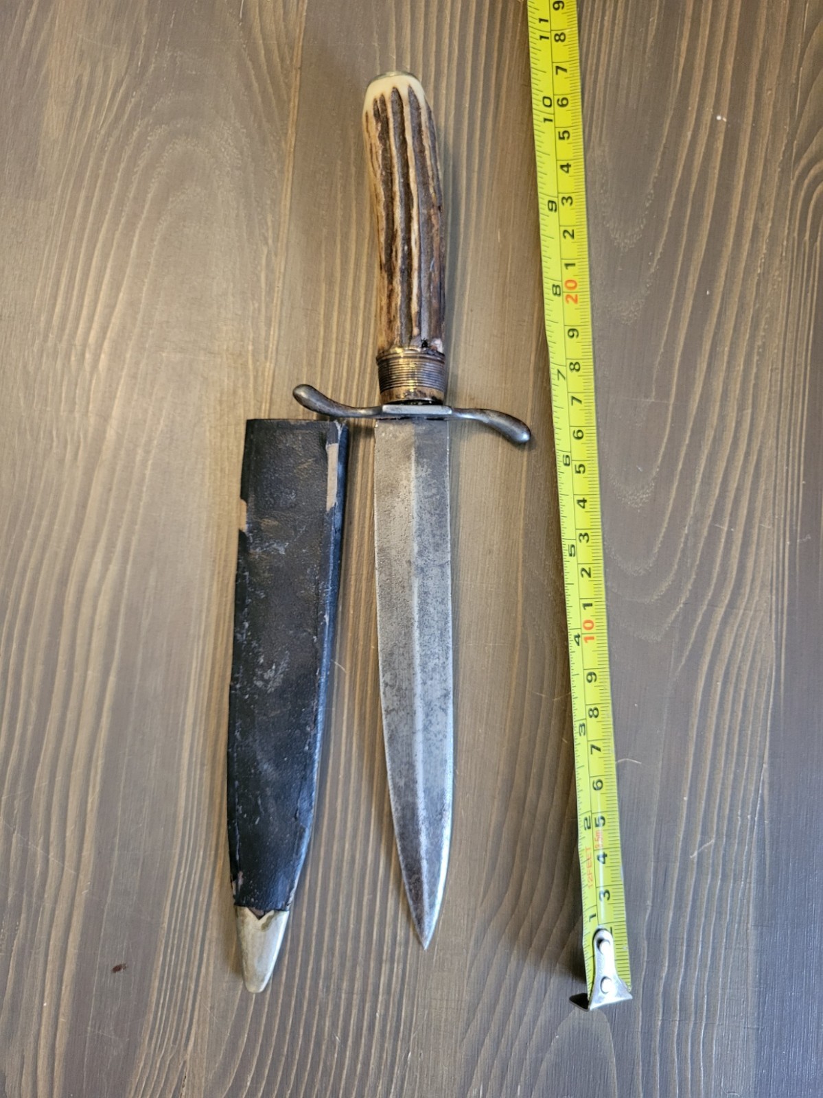 WWI WWII Stag Handle German Austria Boot Knife by Crown Cutlery Austria