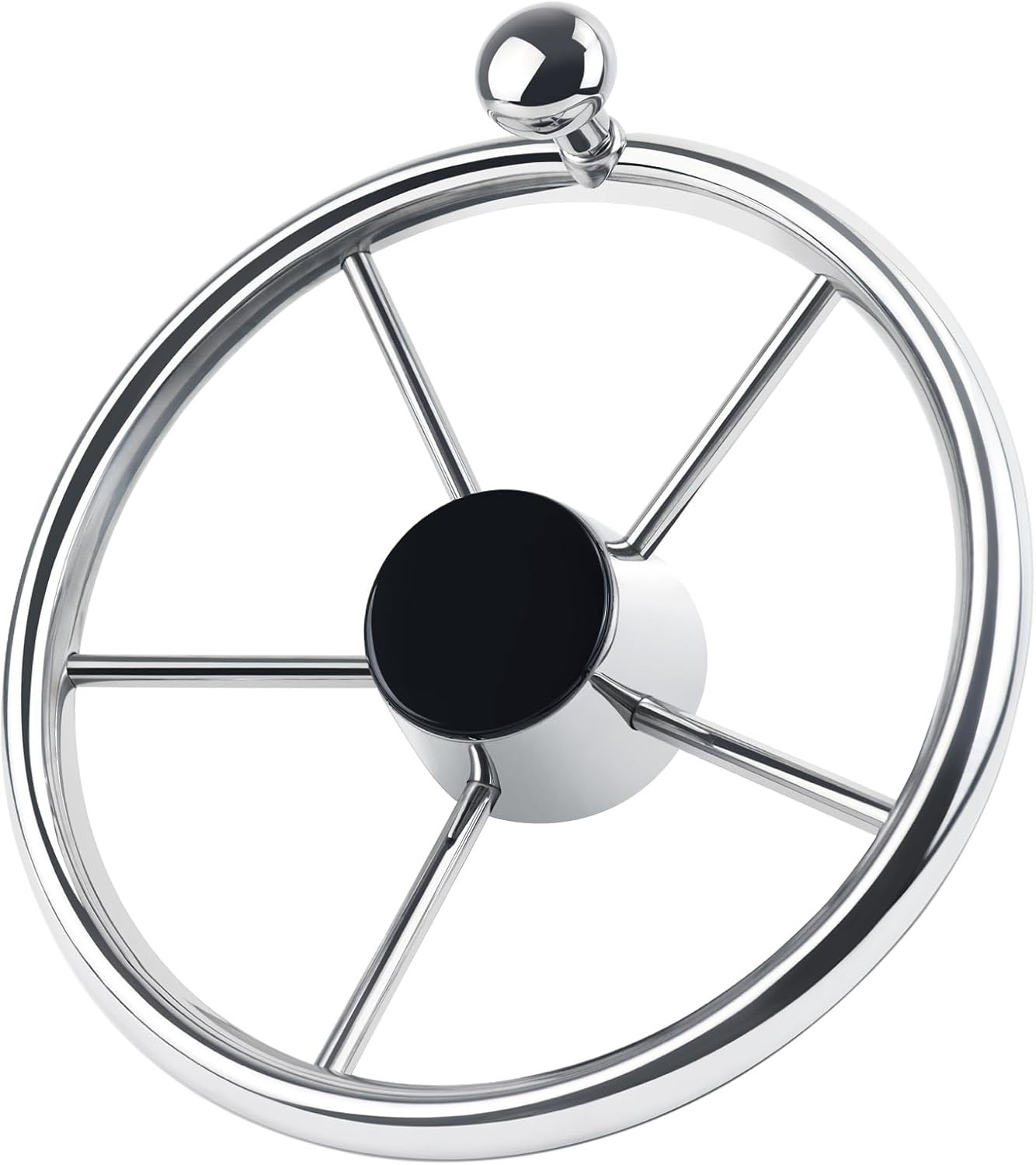 5 Spoke 11 Inch Boat Steering Wheel, Stainless Steel Marine Steering Wheel Fit S