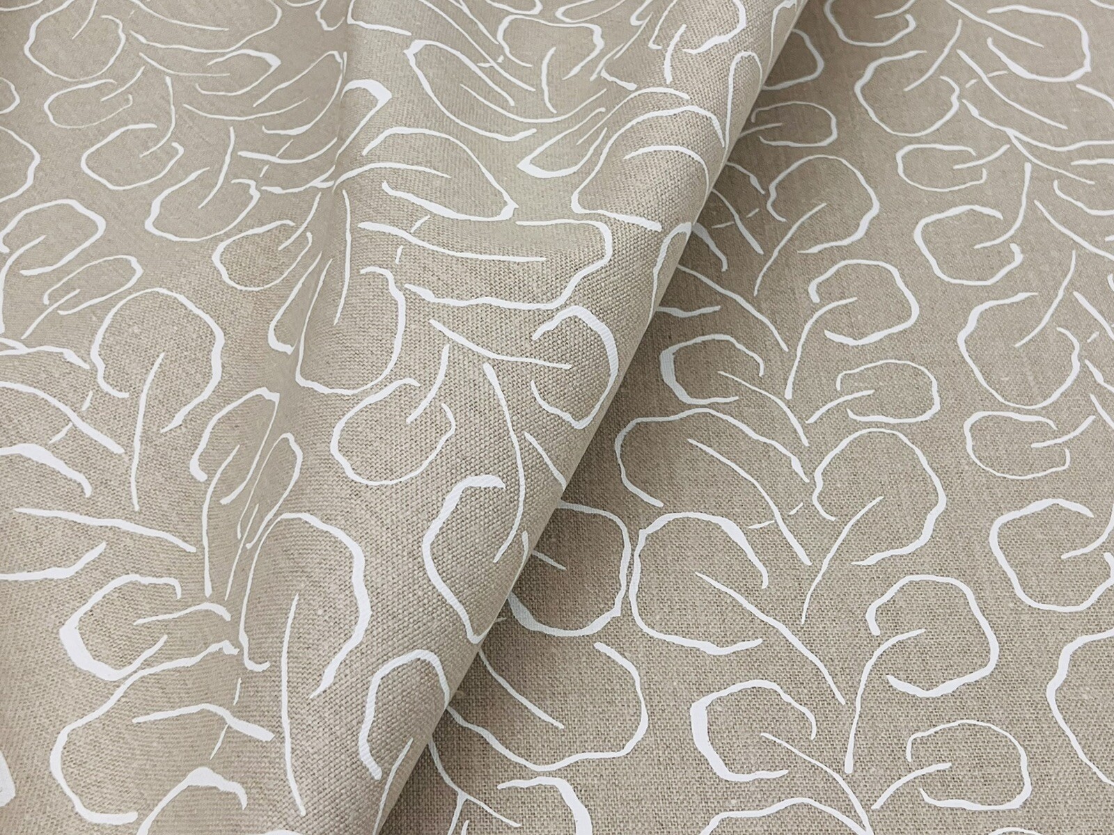 Studio Four NYC Playful Botanical Linen Print Fabric- Vence Linen Chalk 2.75 yds