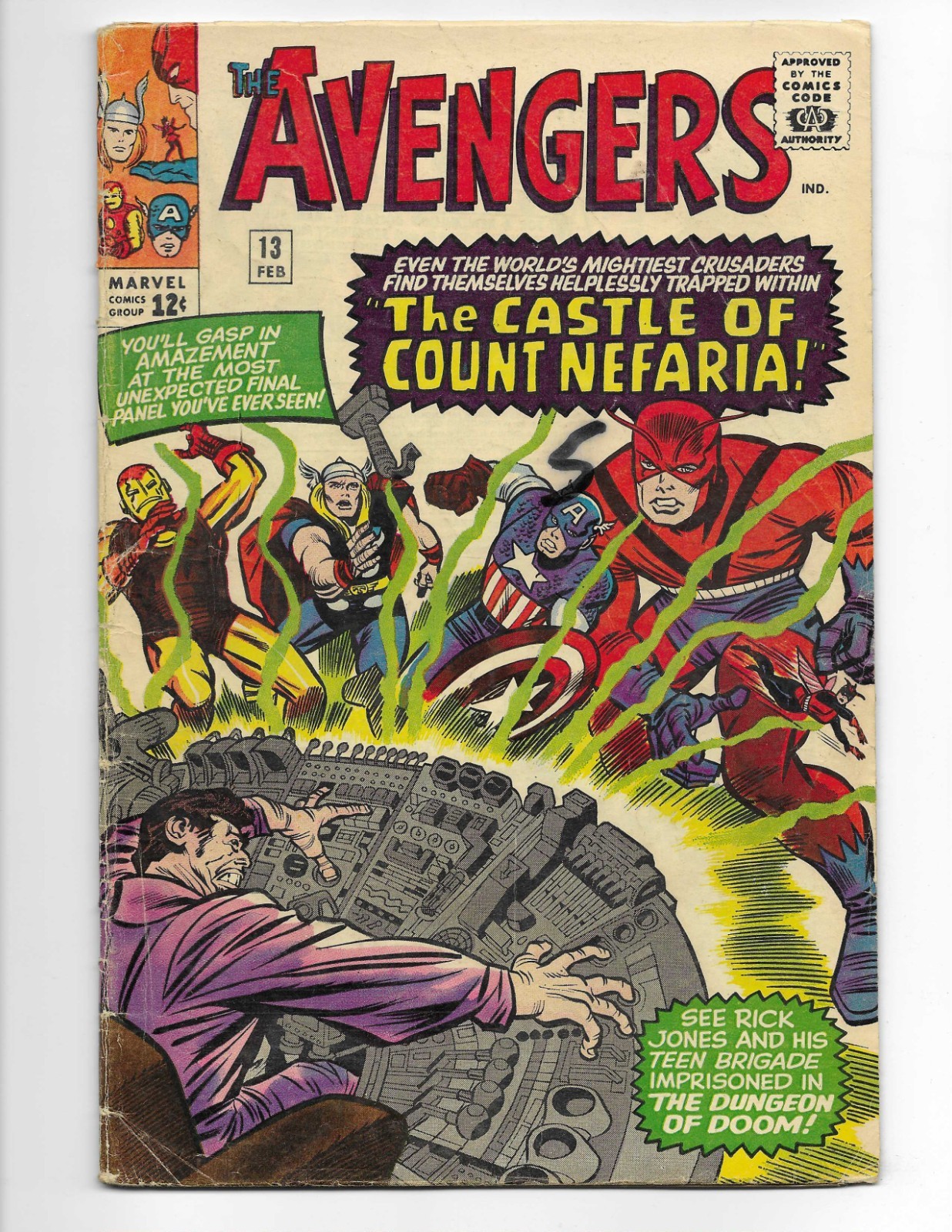 Avengers 13 1965 Marvel Comics VG+ 4.5 1st App Count Nefaria Captain America